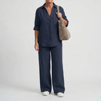 Damski Komplet Koszula I Szerokie Spodnie - Codzienny Elegancki Strój 