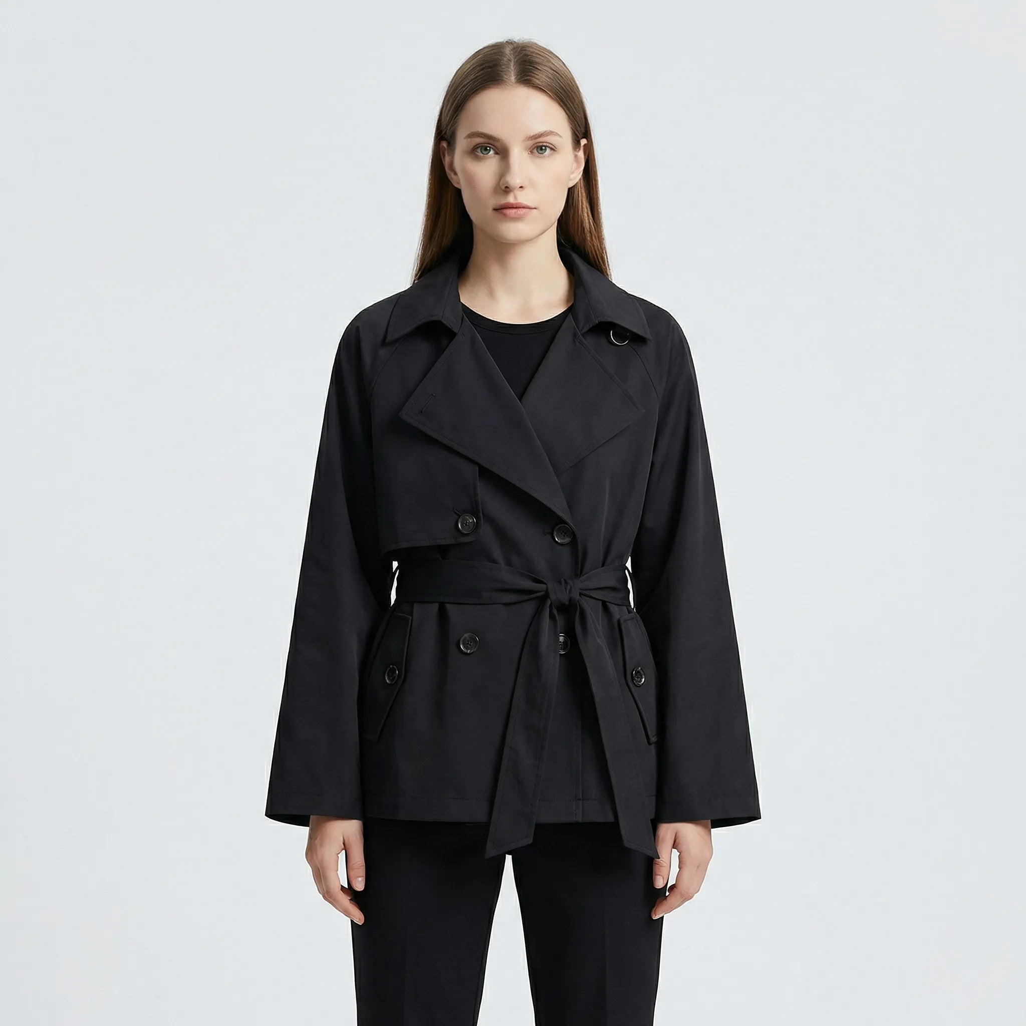 Damski Krótki Płaszcz Z Szeroką Klapą - Casualowe Jesienne Stylizacje