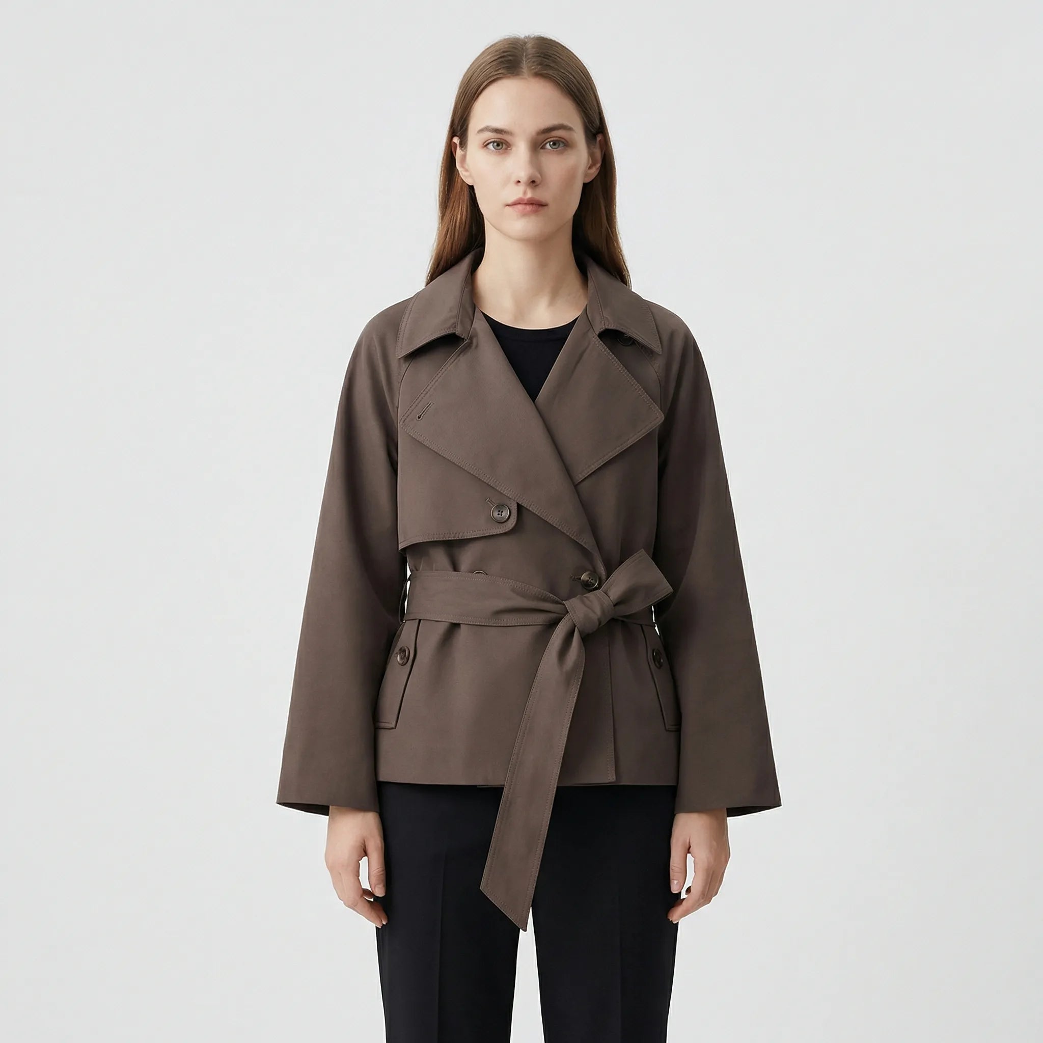 Damski Krótki Płaszcz Z Szeroką Klapą - Casualowe Jesienne Stylizacje