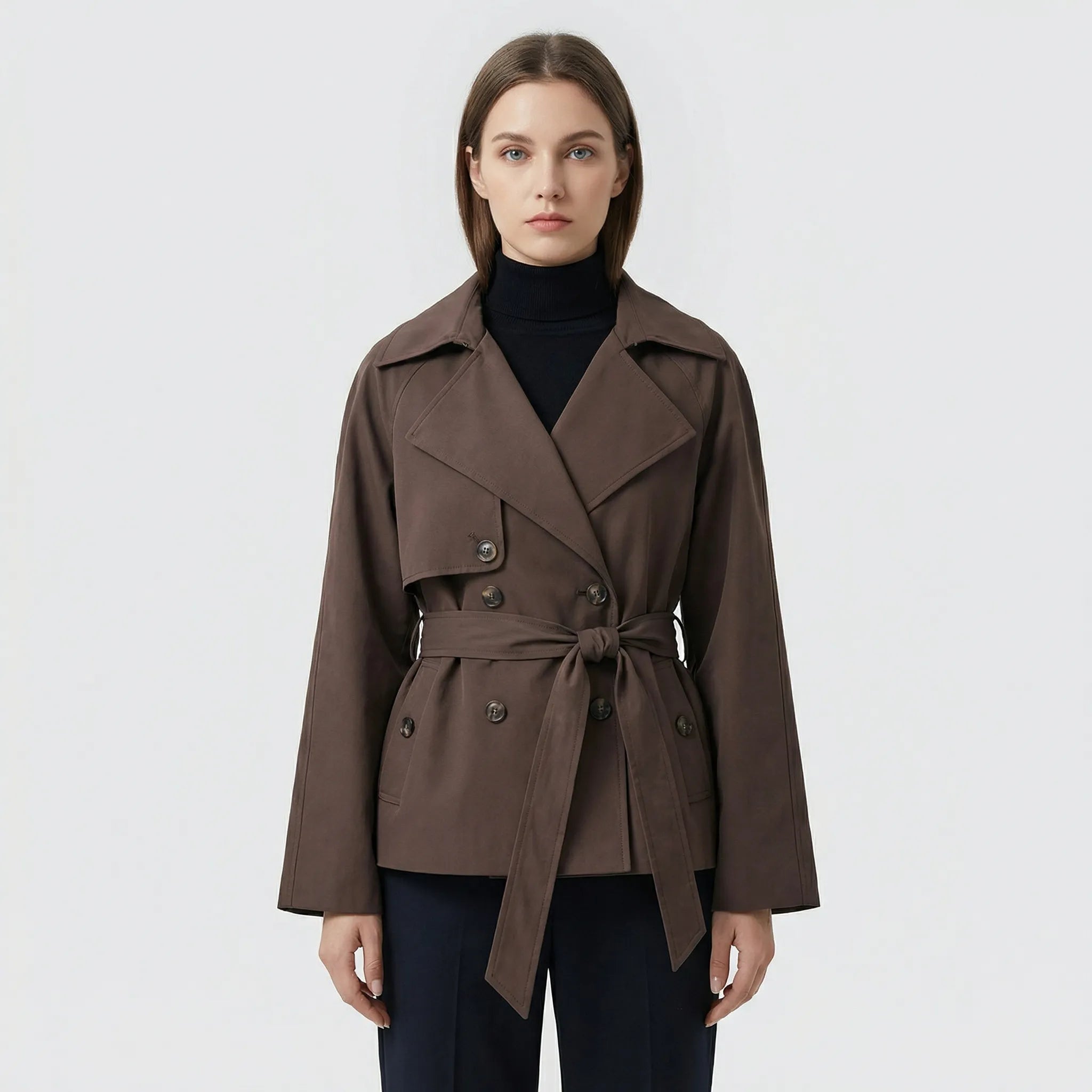 Damski Krótki Płaszcz Z Szeroką Klapą - Casualowe Jesienne Stylizacje