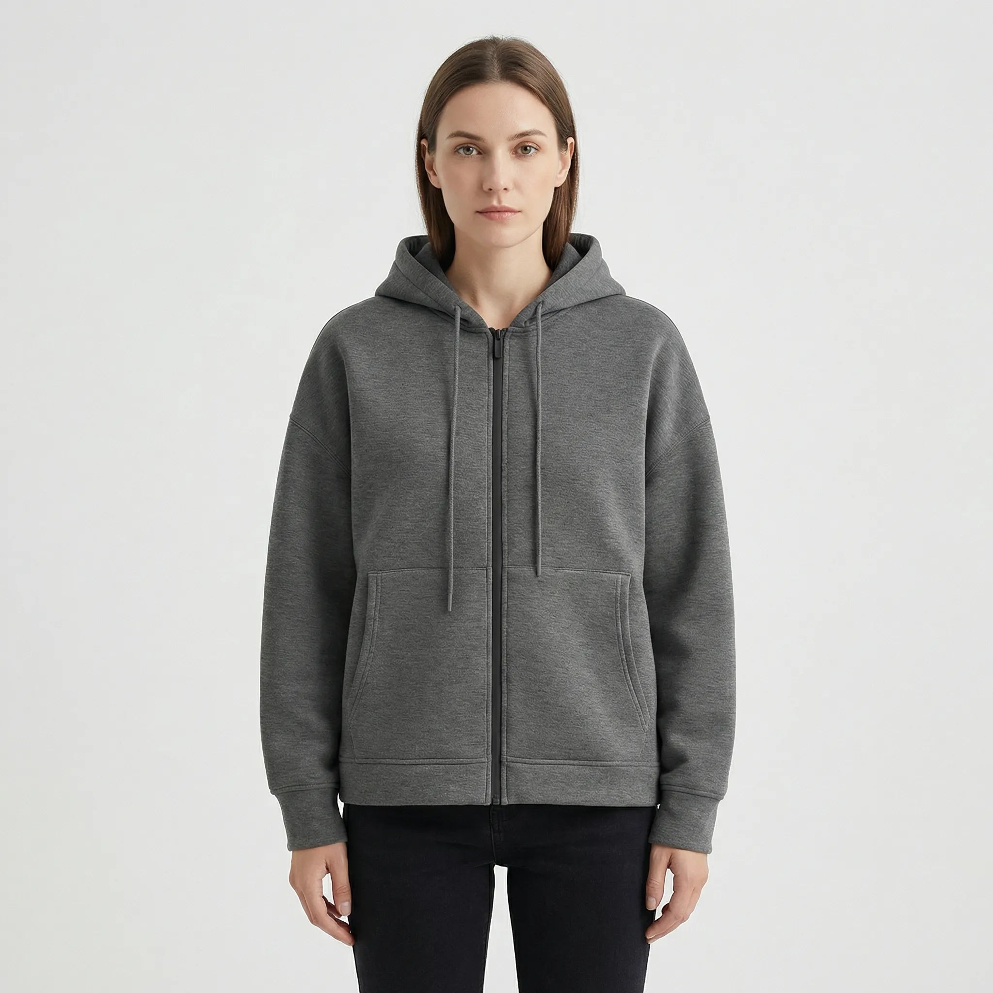 Damski Luźna Bluza Z Kapturem I Zamkiem - Codzienny Komfort Miejski