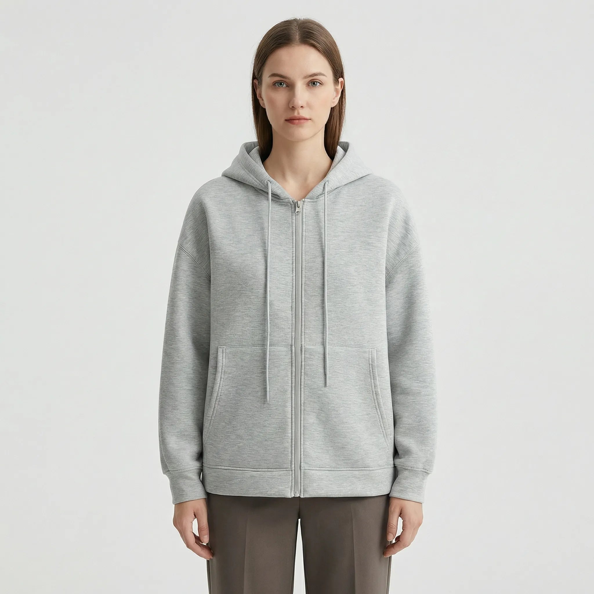 Damski Luźna Bluza Z Kapturem I Zamkiem - Codzienny Komfort Miejski