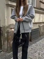 Damski Luźna Bluza Z Kapturem I Zamkiem - Codzienny Komfort Miejski