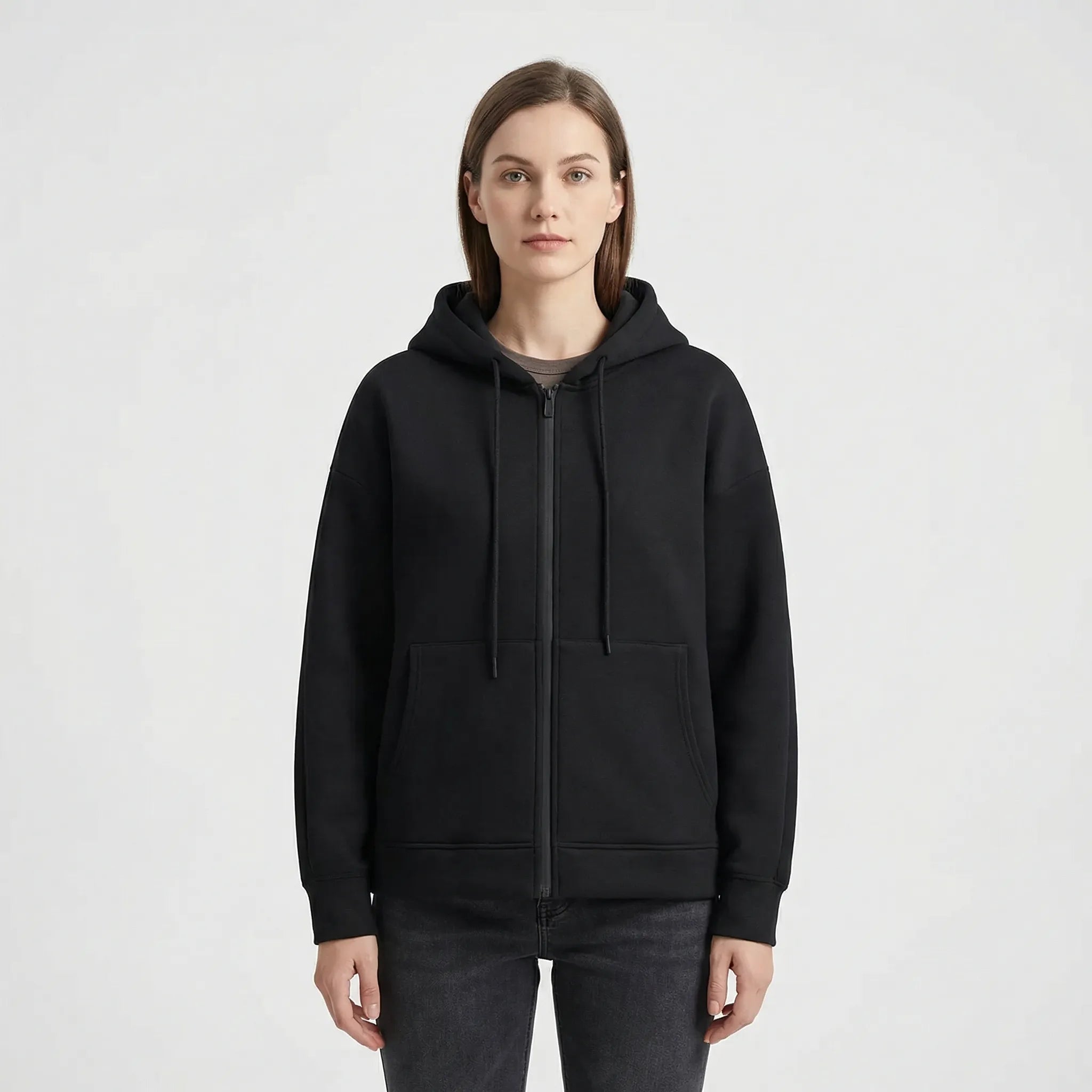 Damski Luźna Bluza Z Kapturem I Zamkiem - Codzienny Komfort Miejski