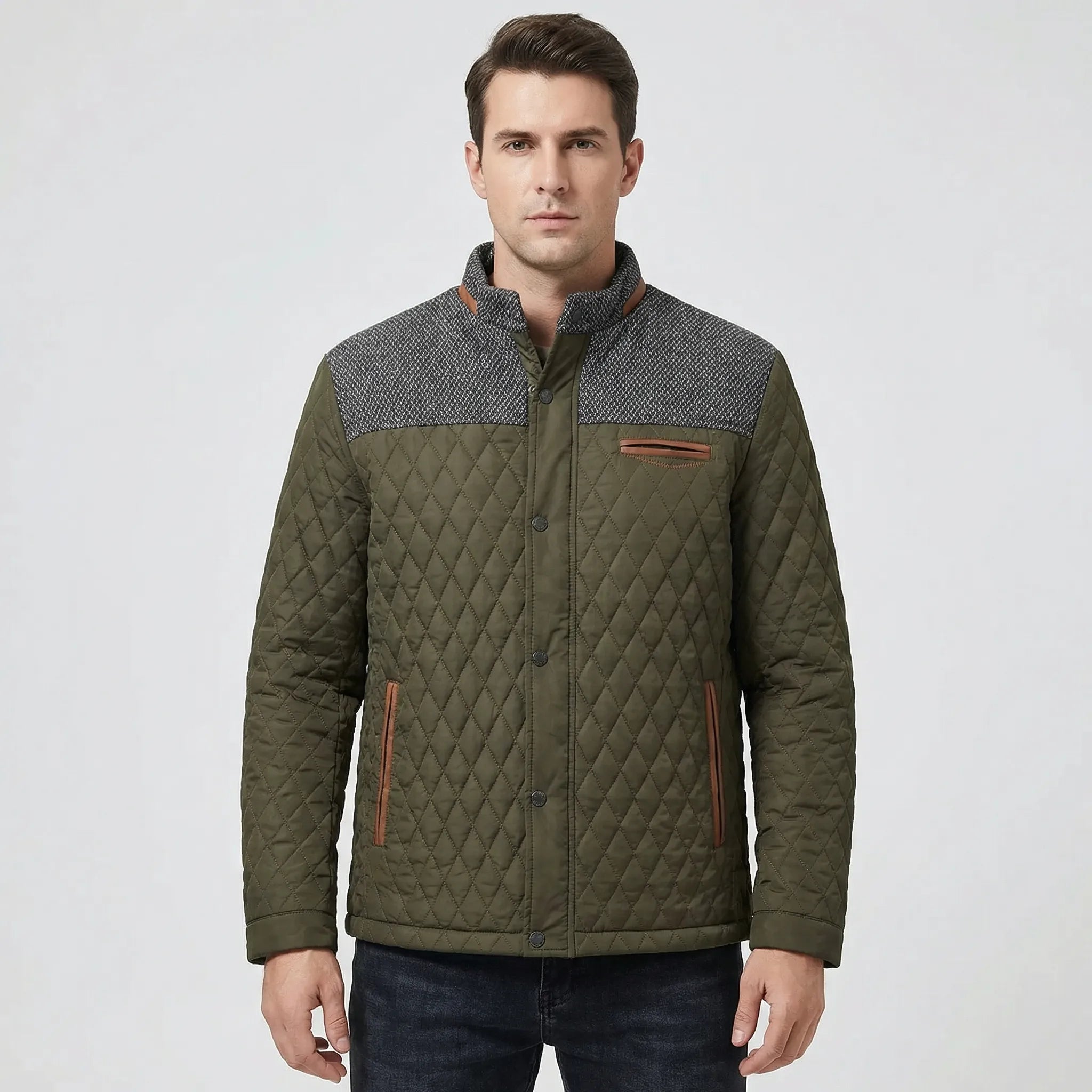 Damski Pikowana Kurtka Bomber Z Wzorem Rombu - Codzienna Ochrona Przed Chłodem