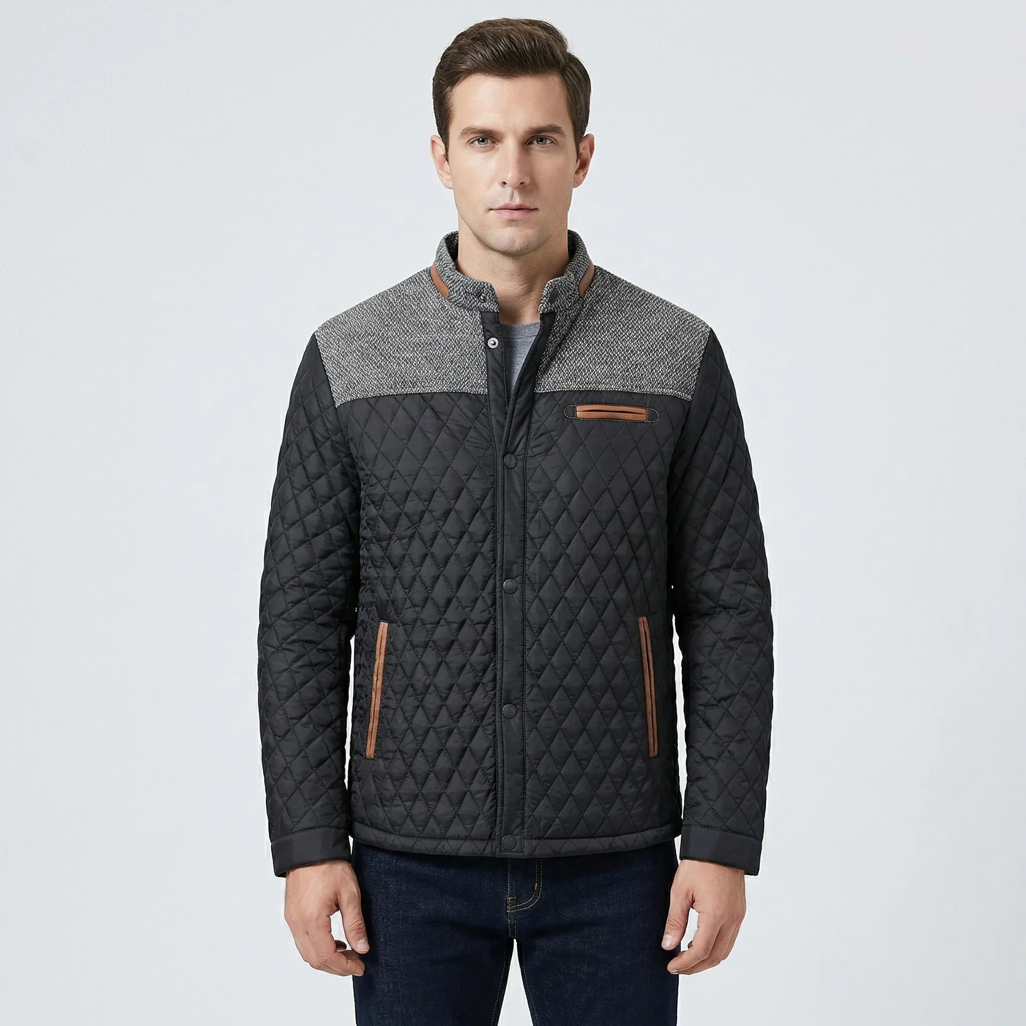 Damski Pikowana Kurtka Bomber Z Wzorem Rombu - Codzienna Ochrona Przed Chłodem