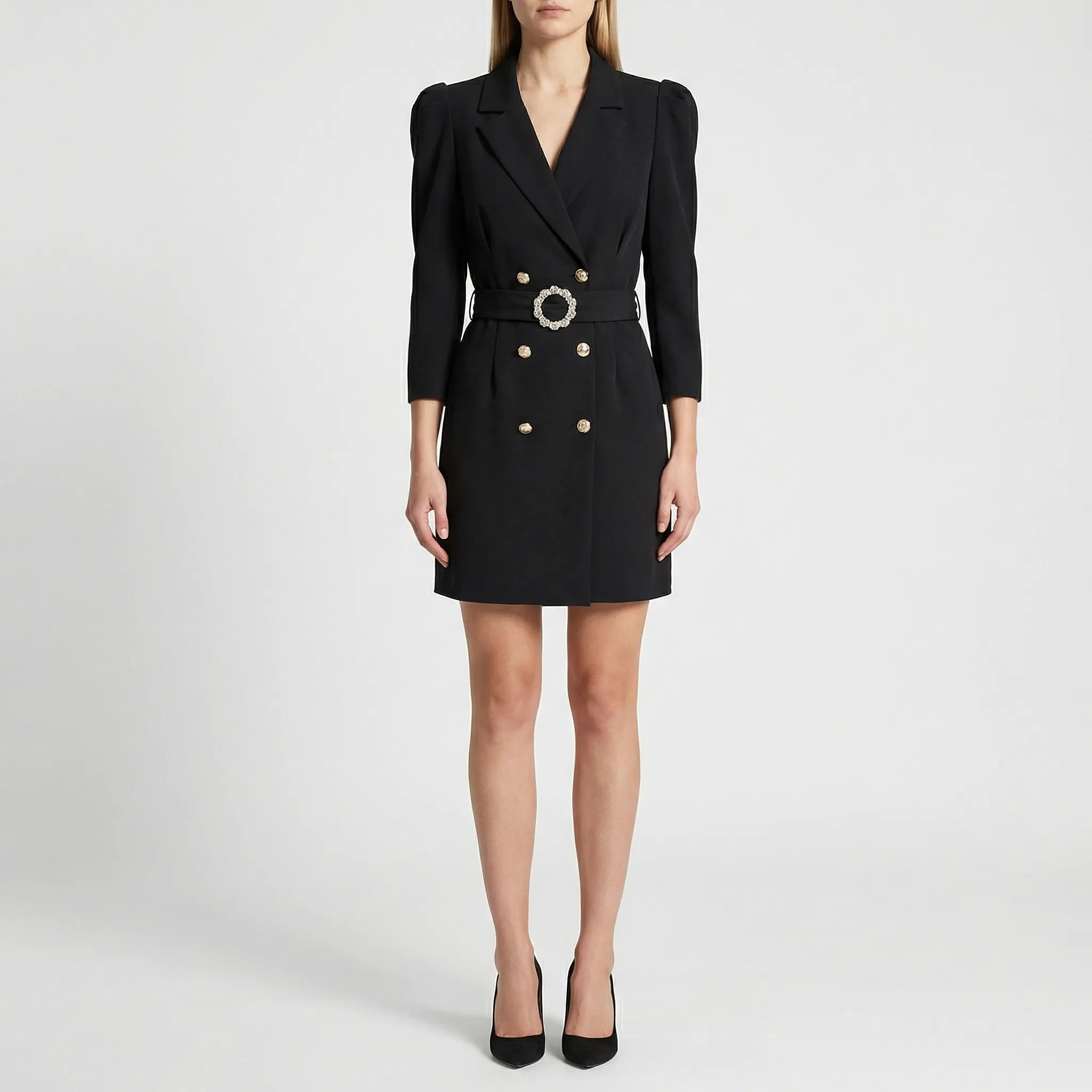 Damski Sukienka Żakietowa Z Paskiem W Talii - Eleganckie Wyjścia Służbowe