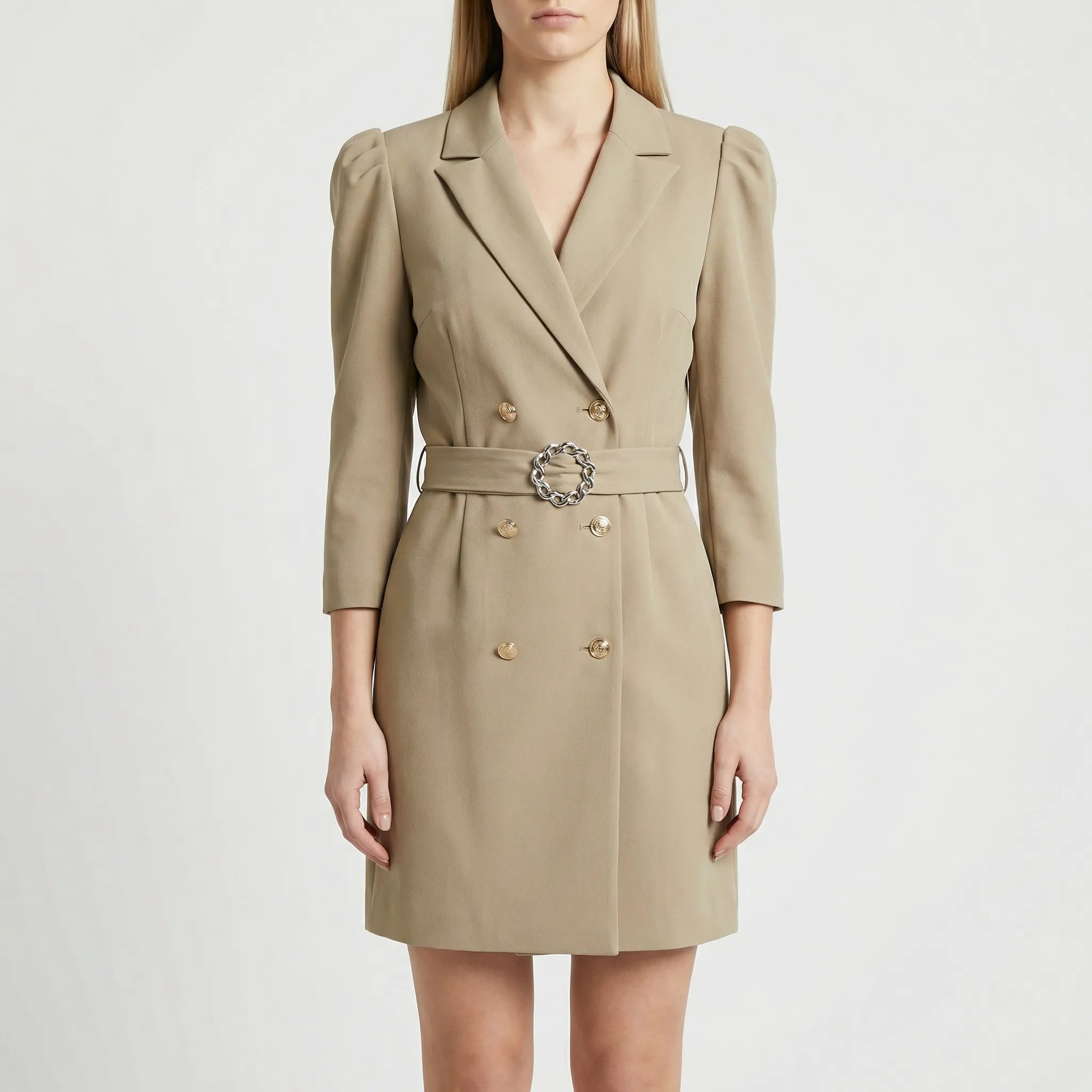 Damski Sukienka Żakietowa Z Paskiem W Talii - Eleganckie Wyjścia Służbowe