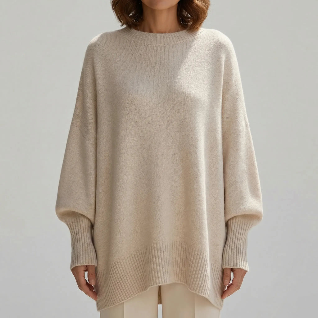 Damski Sweter Oversize Z Okrągłym Dekoltem - Codzienna Elegancka Stylizacja 