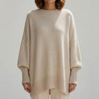 Damski Sweter Oversize Z Okrągłym Dekoltem - Codzienna Elegancka Stylizacja 