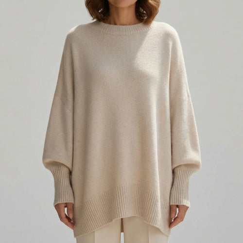 Damski Sweter Oversize Z Okrągłym Dekoltem - Codzienna Elegancka Stylizacja 