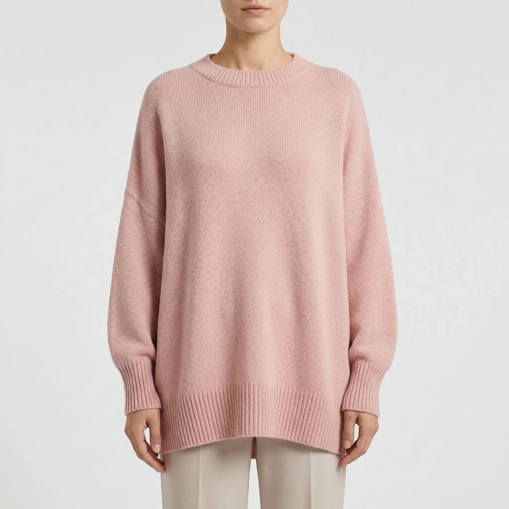 Damski Sweter Oversize Z Okrągłym Dekoltem - Codzienna Elegancka Stylizacja 