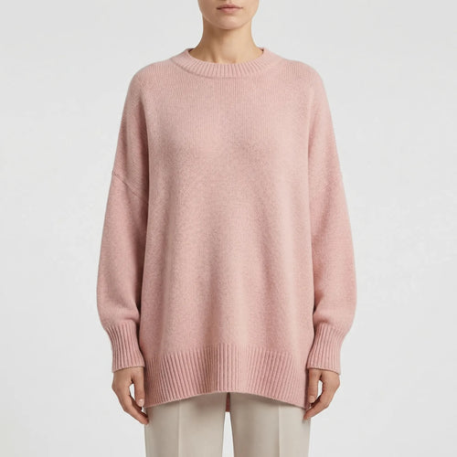 Damski Sweter Oversize Z Okrągłym Dekoltem - Codzienna Elegancka Stylizacja 