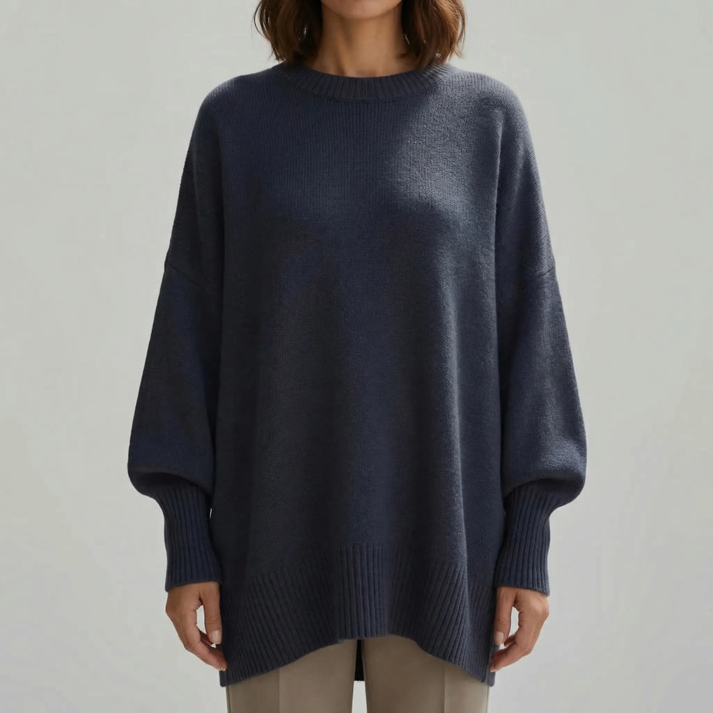 Damski Sweter Oversize Z Okrągłym Dekoltem - Codzienna Elegancka Stylizacja 