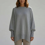 Damski Sweter Oversize Z Okrągłym Dekoltem - Codzienna Elegancka Stylizacja 