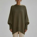 Damski Sweter Oversize Z Okrągłym Dekoltem - Codzienna Elegancka Stylizacja 