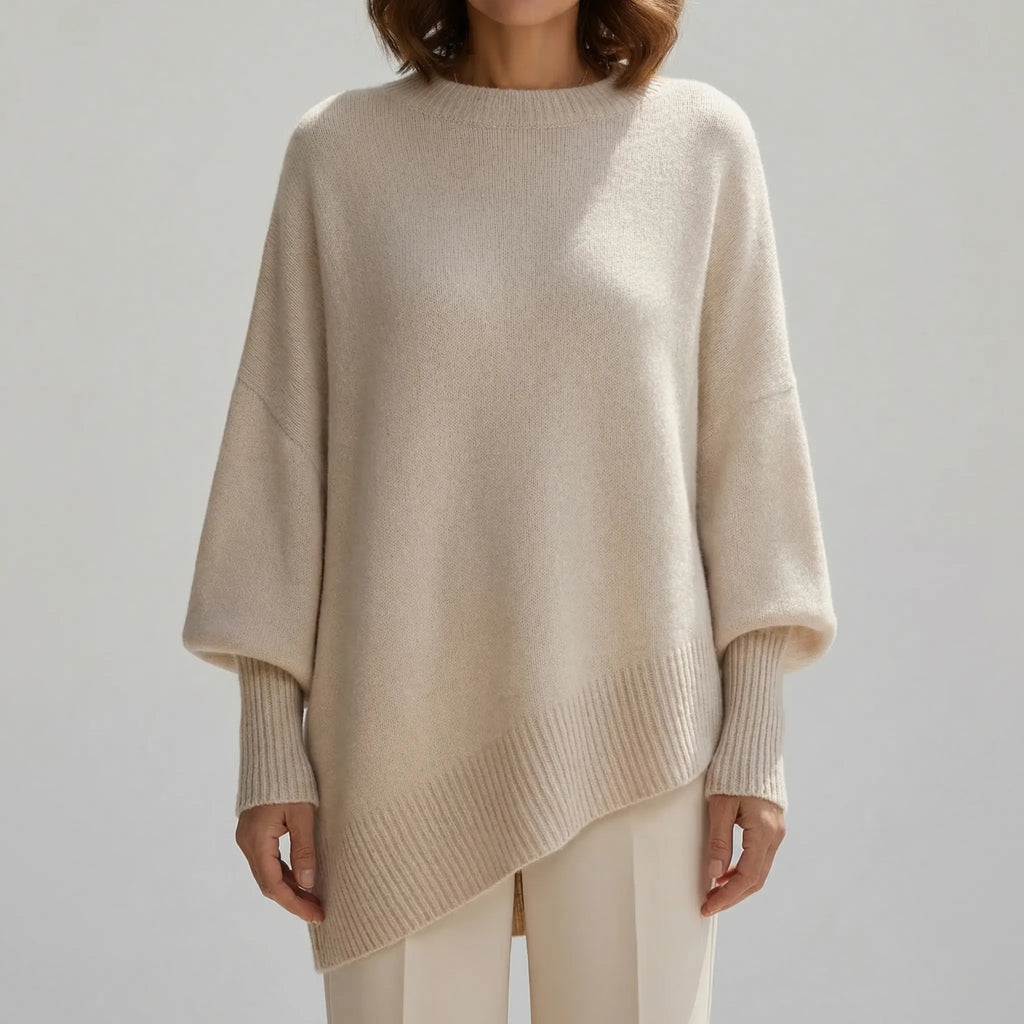 Damski Sweter Oversize Z Okrągłym Dekoltem - Codzienna Elegancka Stylizacja 