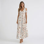 Długa Sukienka Maxi Z Kwiatowym Nadrukiem - Letnie Stylizacje Casualowe 