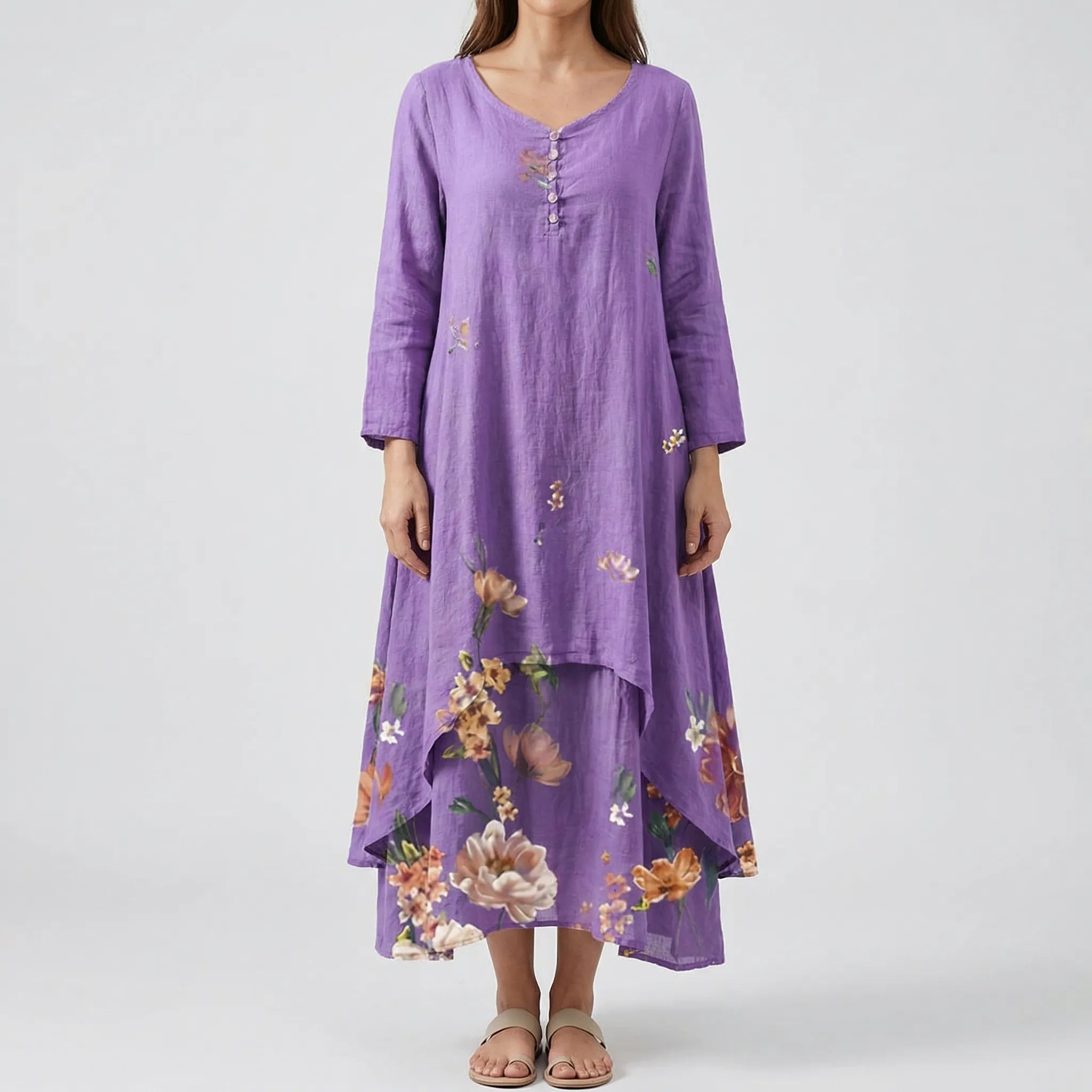 Długa Sukienka Z Kwiatowym Wzorem - Wyjścia Do Miasta 