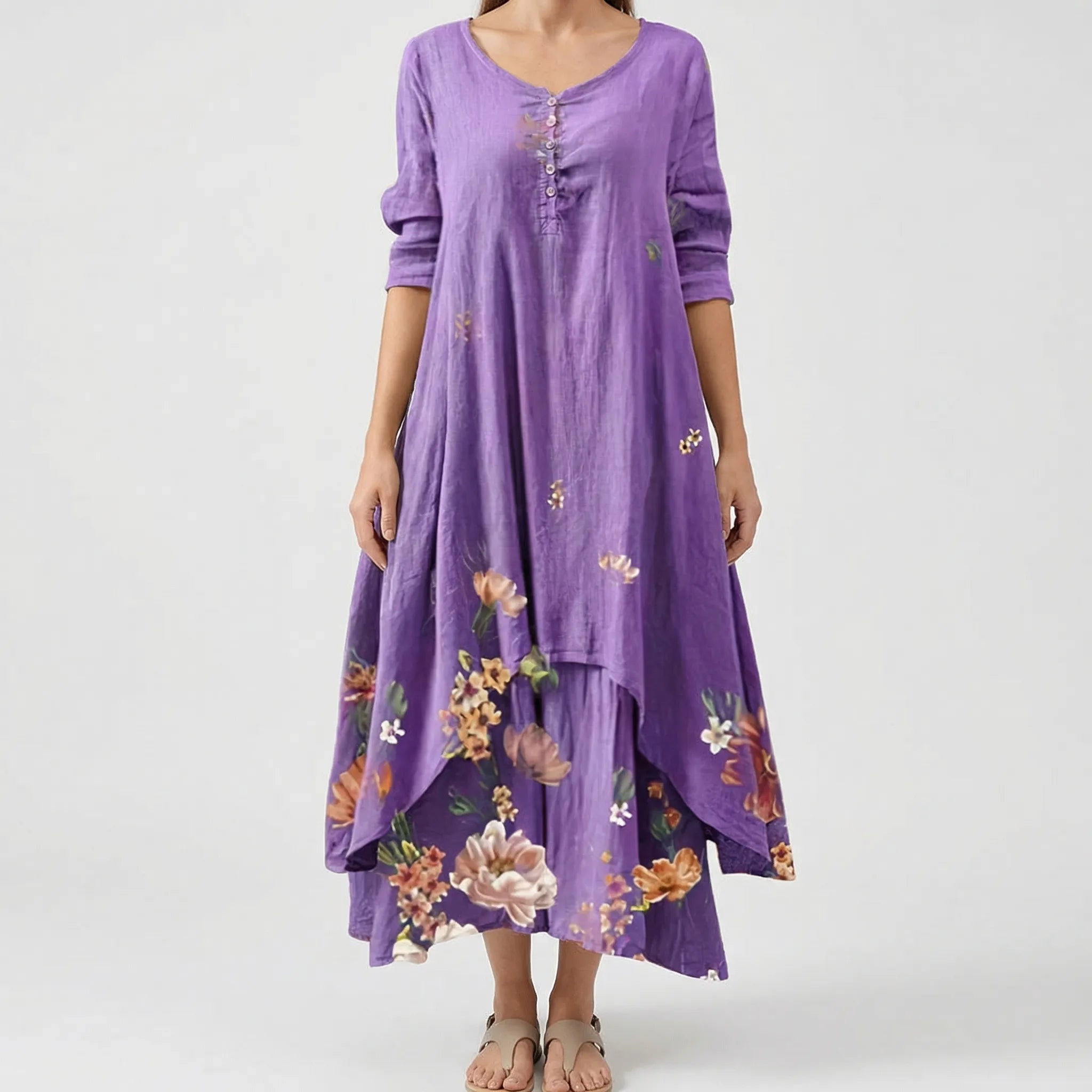 Długa Sukienka Z Kwiatowym Wzorem - Wyjścia Do Miasta 