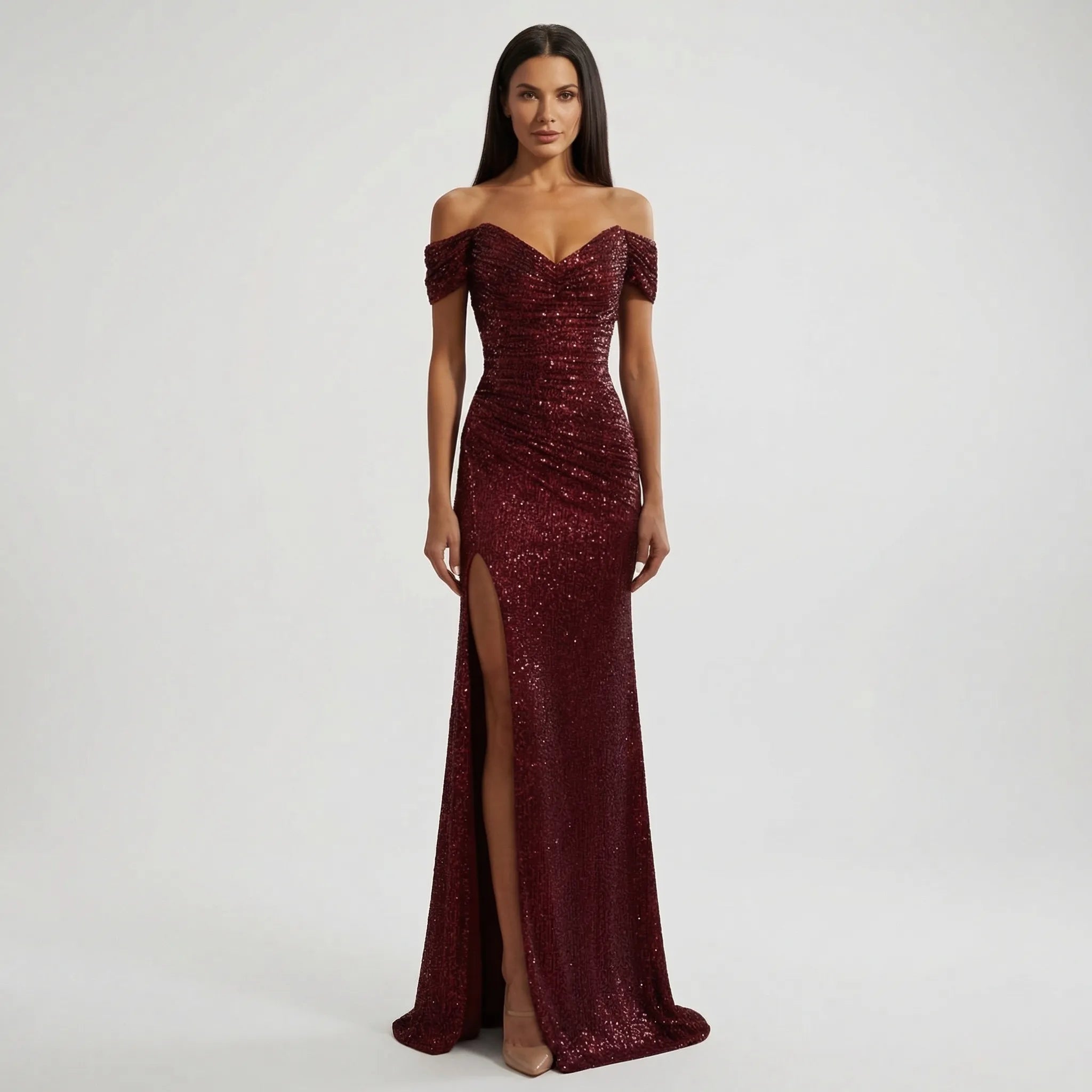 Długa Sukienka Z Odkrytymi Ramionami - Wieczory Galowe 