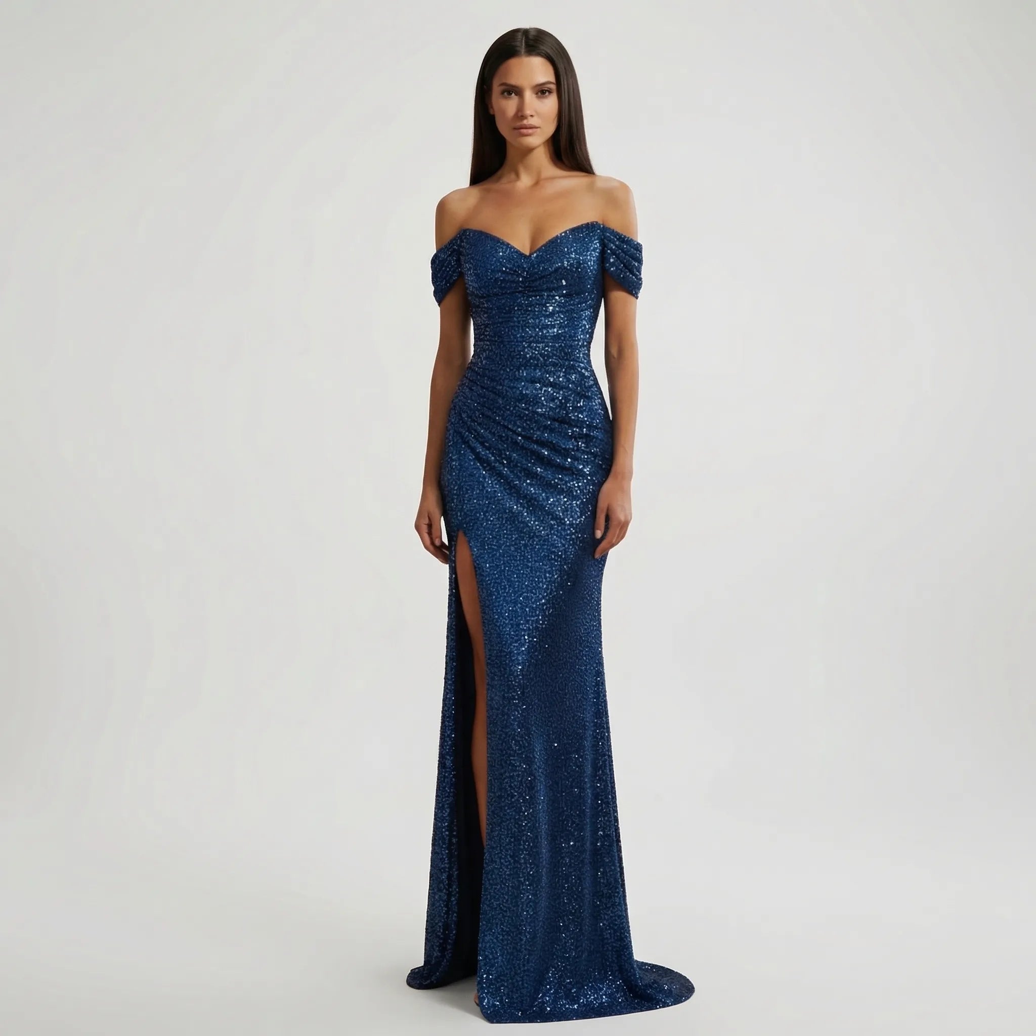 Długa Sukienka Z Odkrytymi Ramionami - Wieczory Galowe 