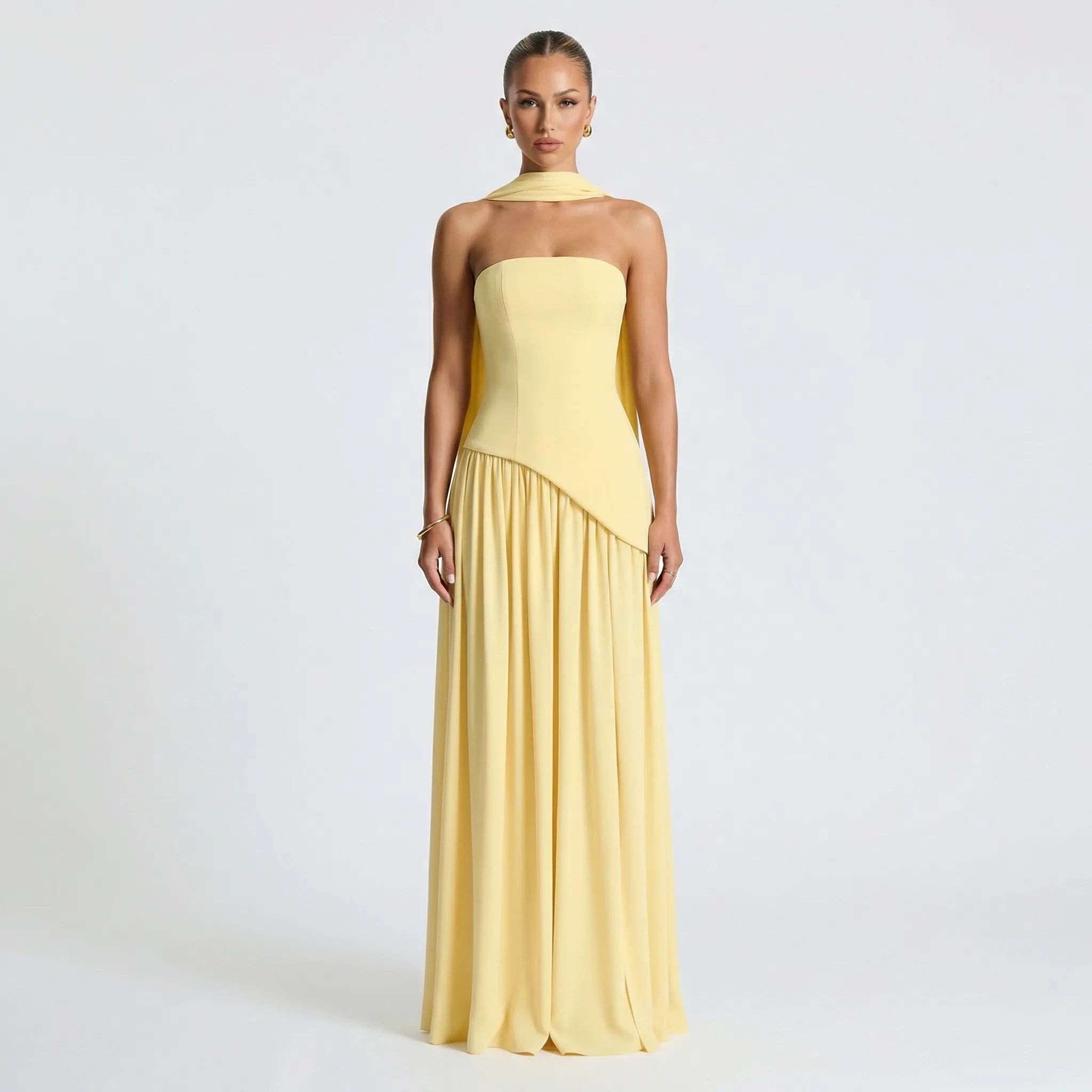 Długa Suknia Wieczorowa Maxi Bez Ramiączek - Wieczorowe Uroczystości 