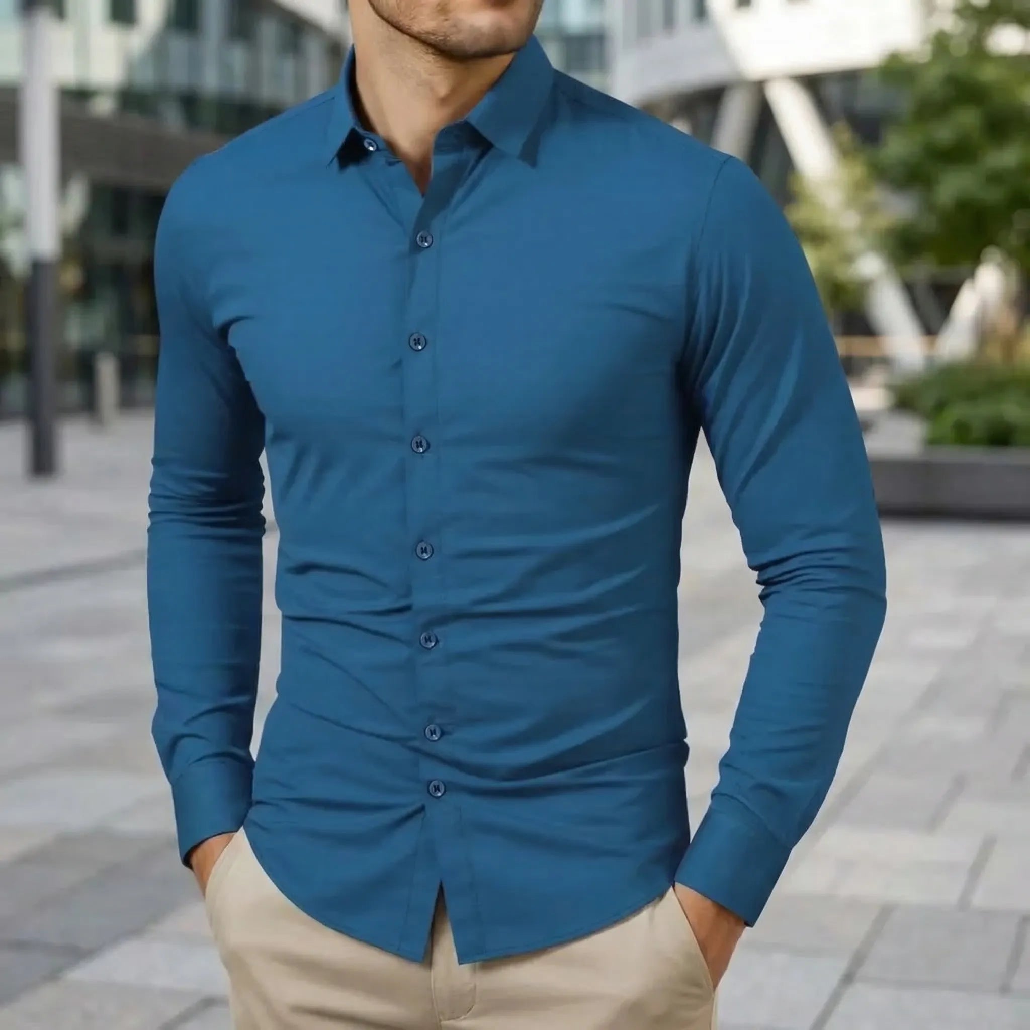 Dopasowana Koszula Na Długi Rękaw - Codzienny Strój Do Pracy 