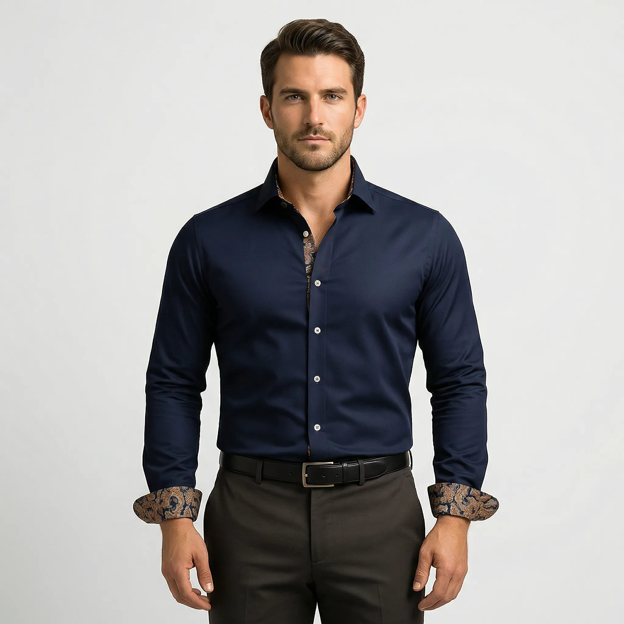 Dopasowana Koszula Z Długim Rękawem - Eleganckie Spotkania Biznesowe 