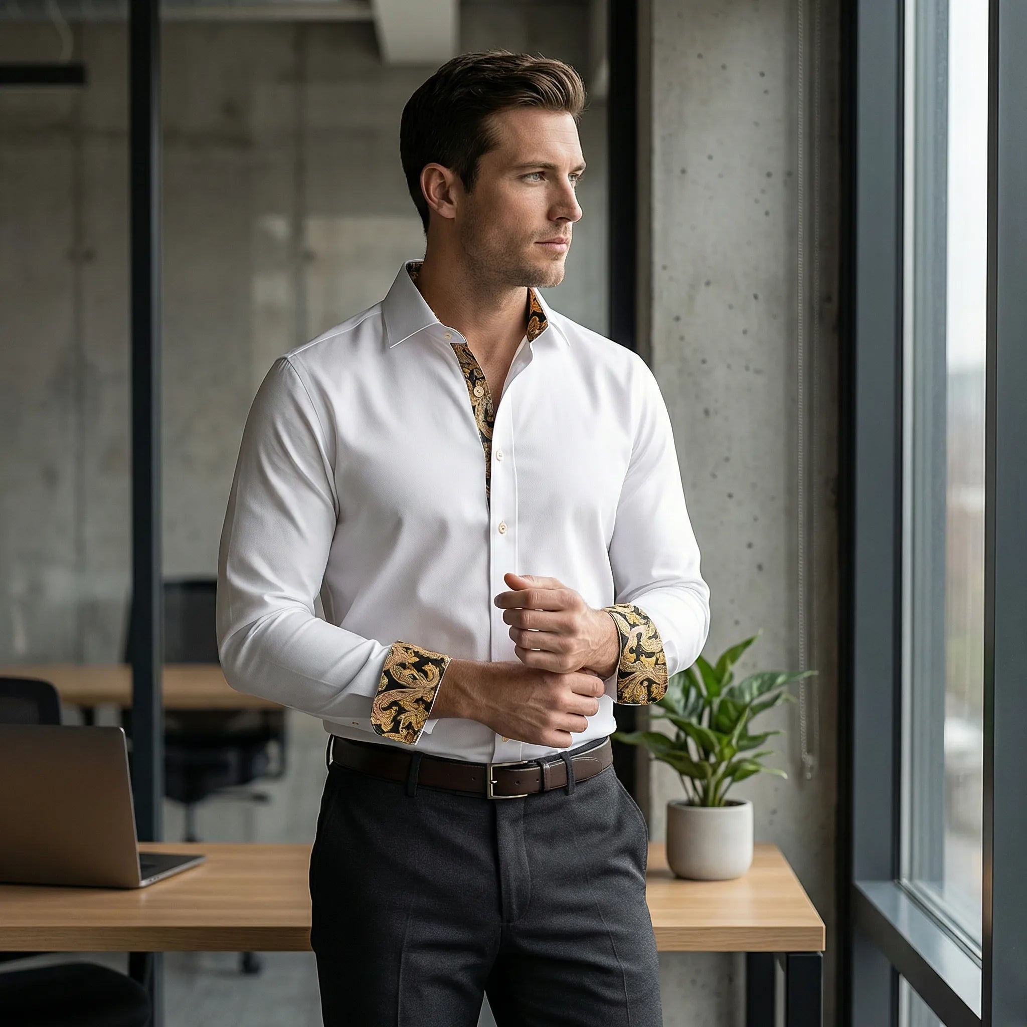 Dopasowana Koszula Z Długim Rękawem - Eleganckie Spotkania Biznesowe 