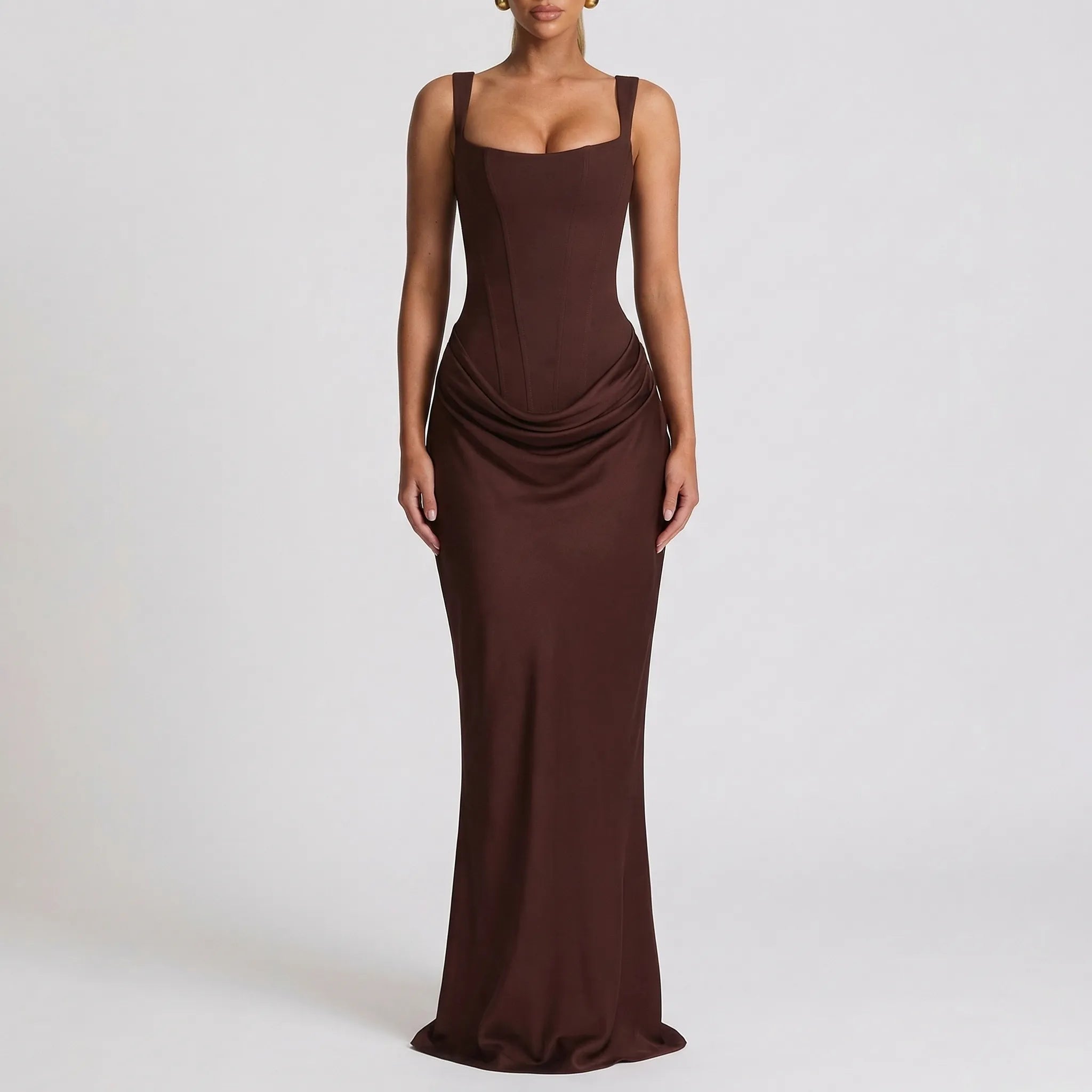 Dopasowana Sukienka Maxi Bez Rękawów - Wieczorowe Wyjścia Eleganckie 