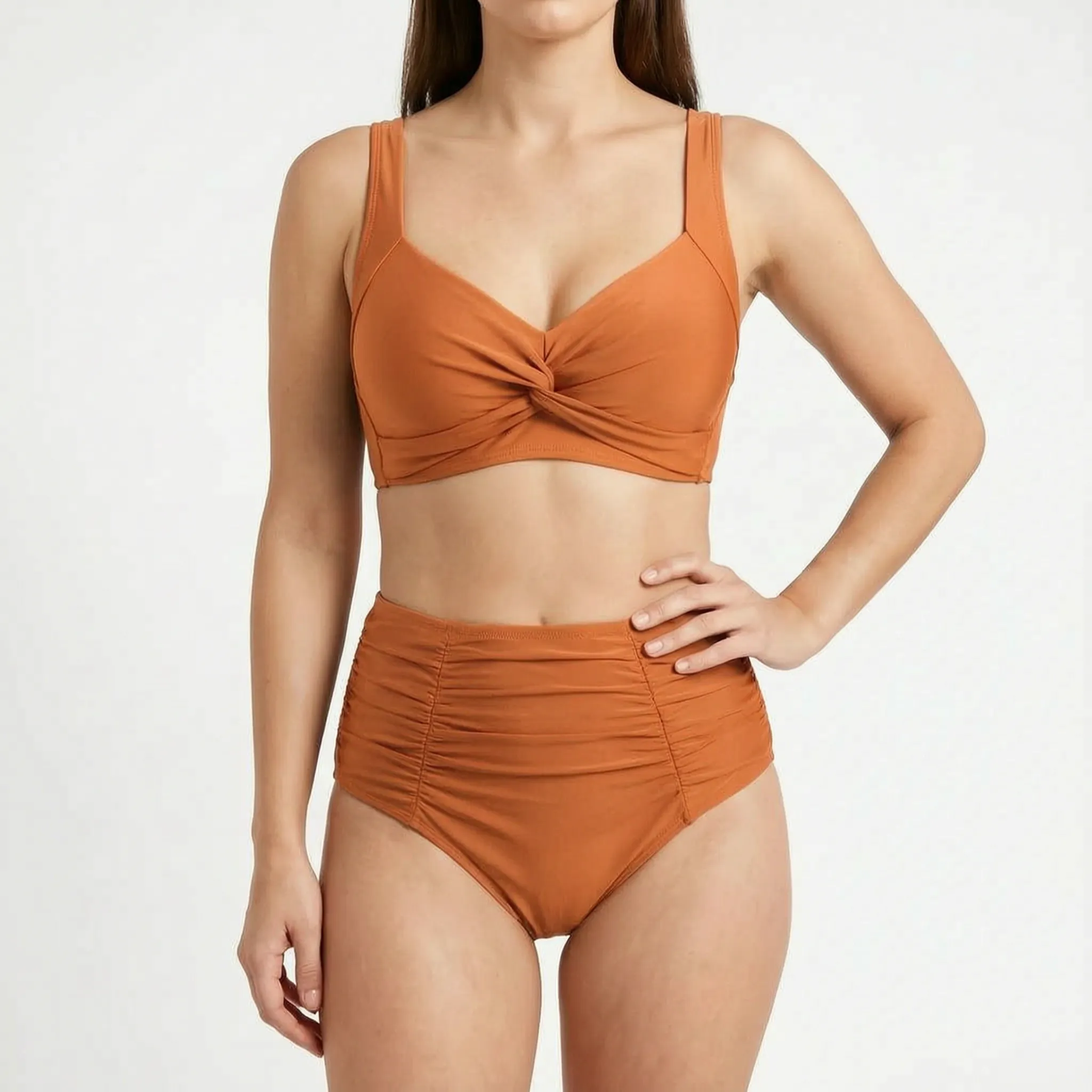 Dwuczęściowe Bikini Z Wysokim Stanem - Wypoczynek Na Plaży 