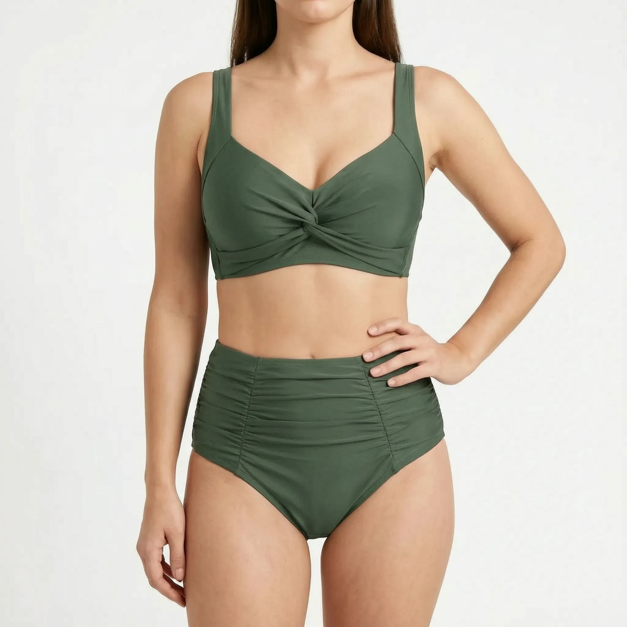 Dwuczęściowe Bikini Z Wysokim Stanem - Wypoczynek Na Plaży 