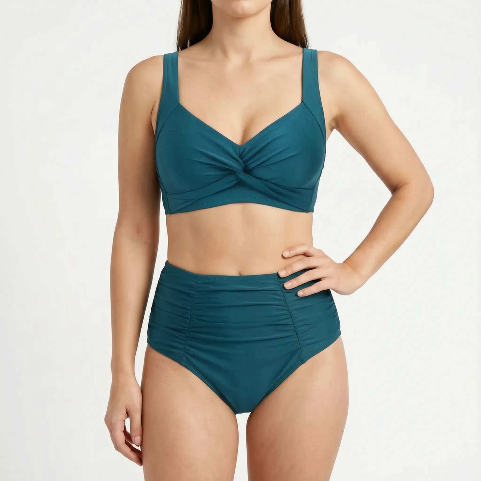 Dwuczęściowe Bikini Z Wysokim Stanem - Wypoczynek Na Plaży 