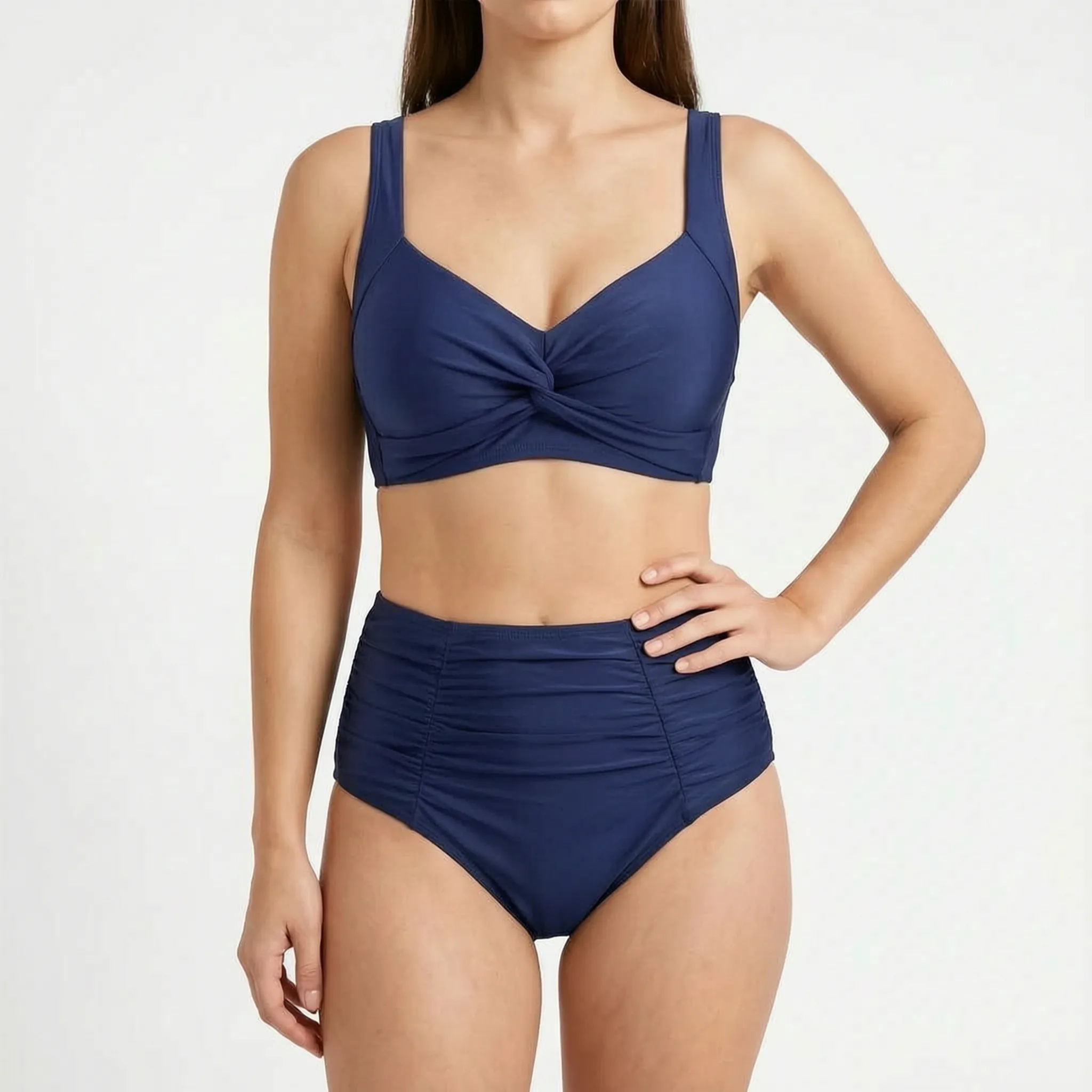 Dwuczęściowe Bikini Z Wysokim Stanem - Wypoczynek Na Plaży 