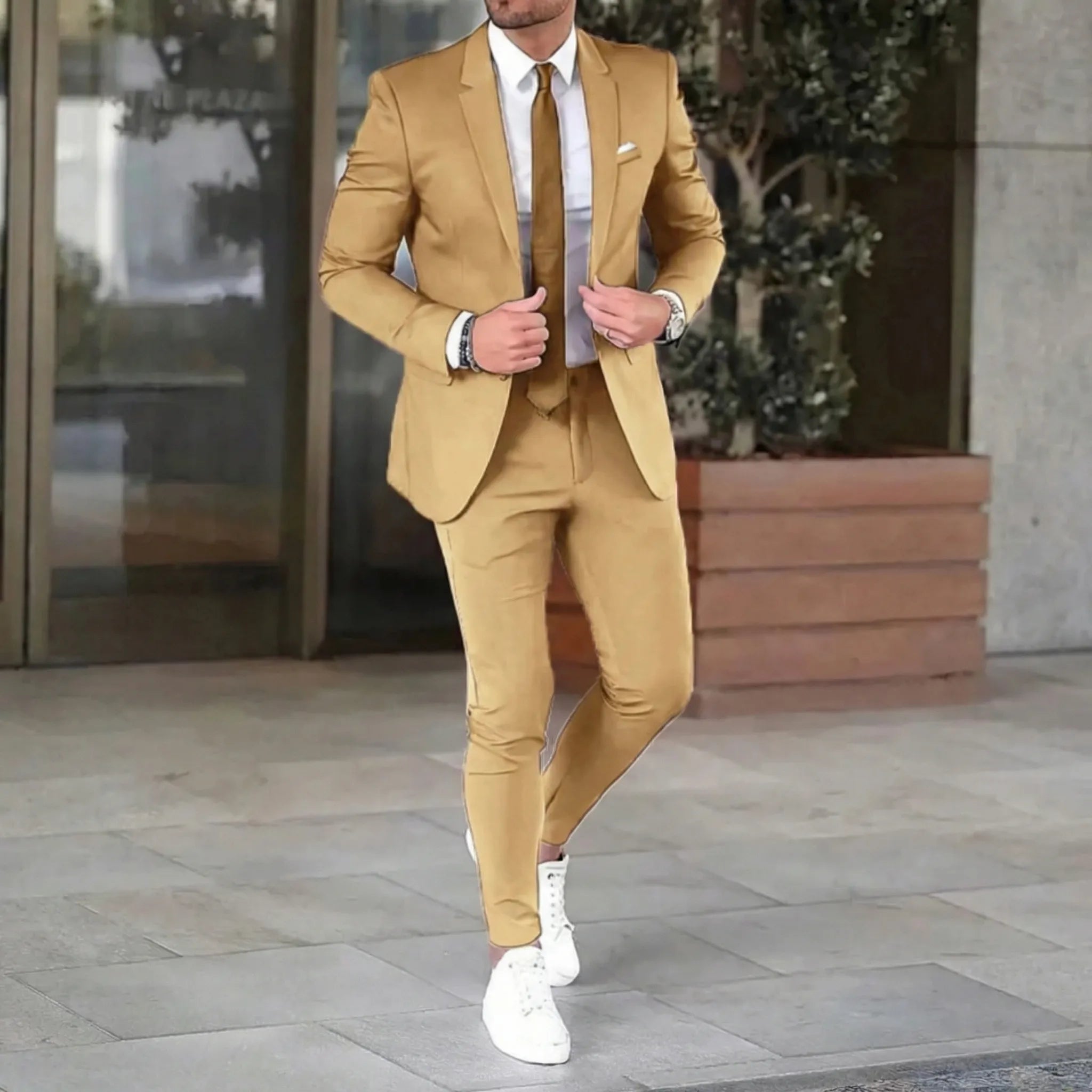 Dwuczęściowy Garnitur Slim Fit - Eleganckie Uroczystości Weselne 