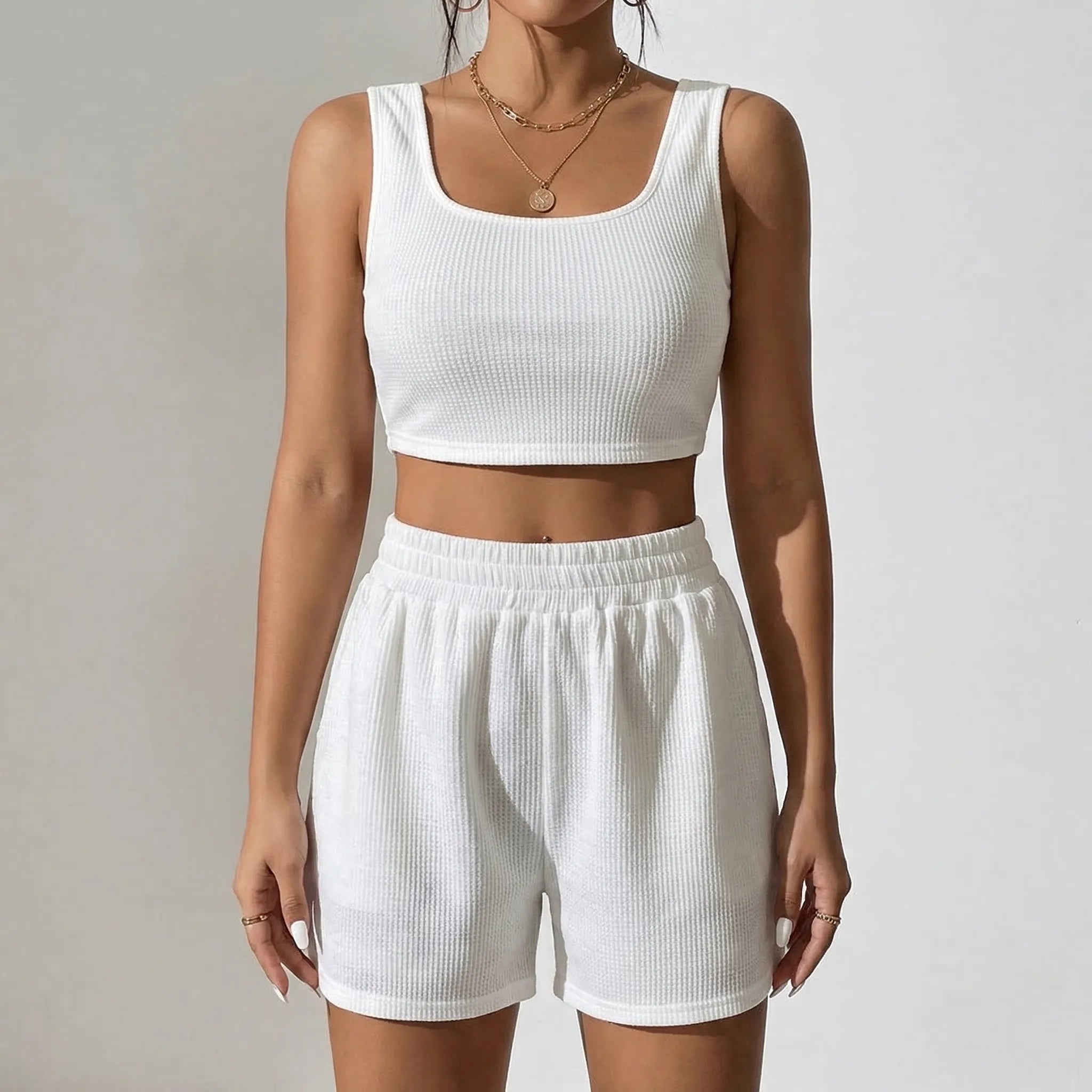 Dwuczęściowy Komplet Top I Szorty - Codzienny Letni Strój 