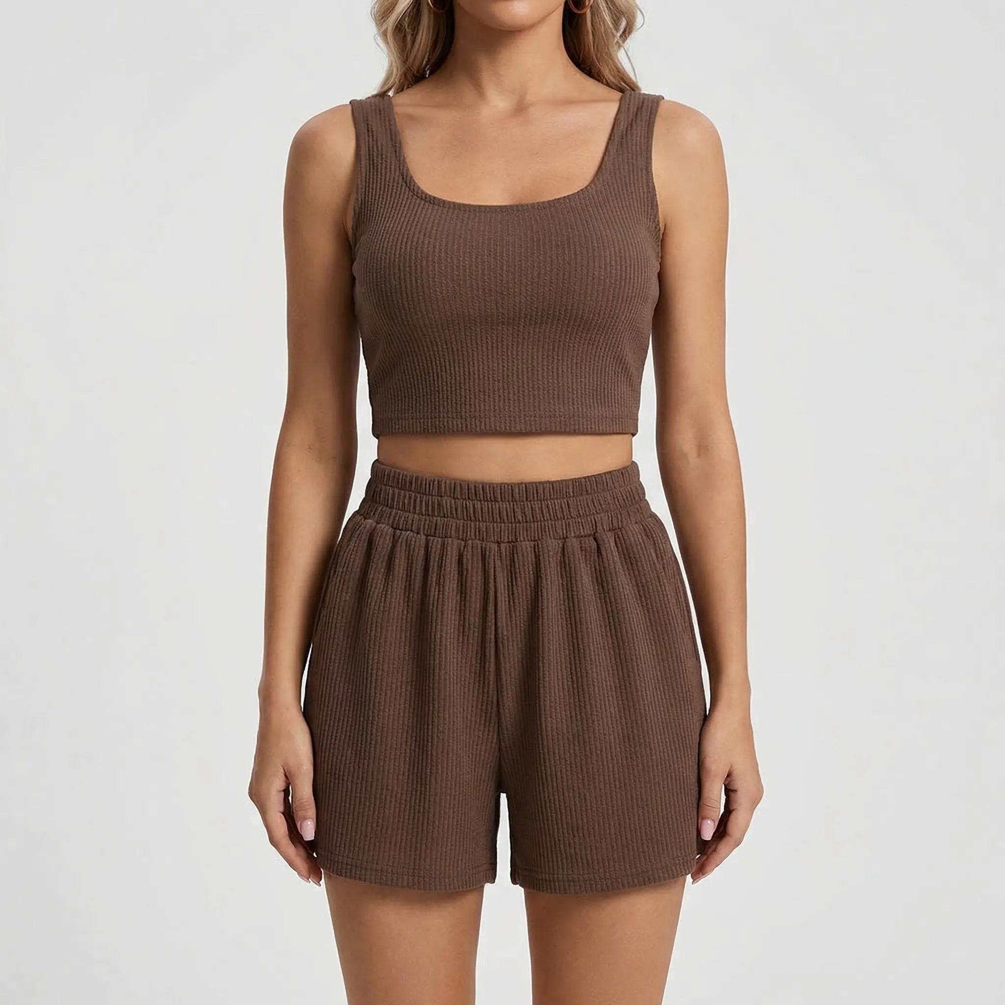 Dwuczęściowy Komplet Top I Szorty - Codzienny Letni Strój 