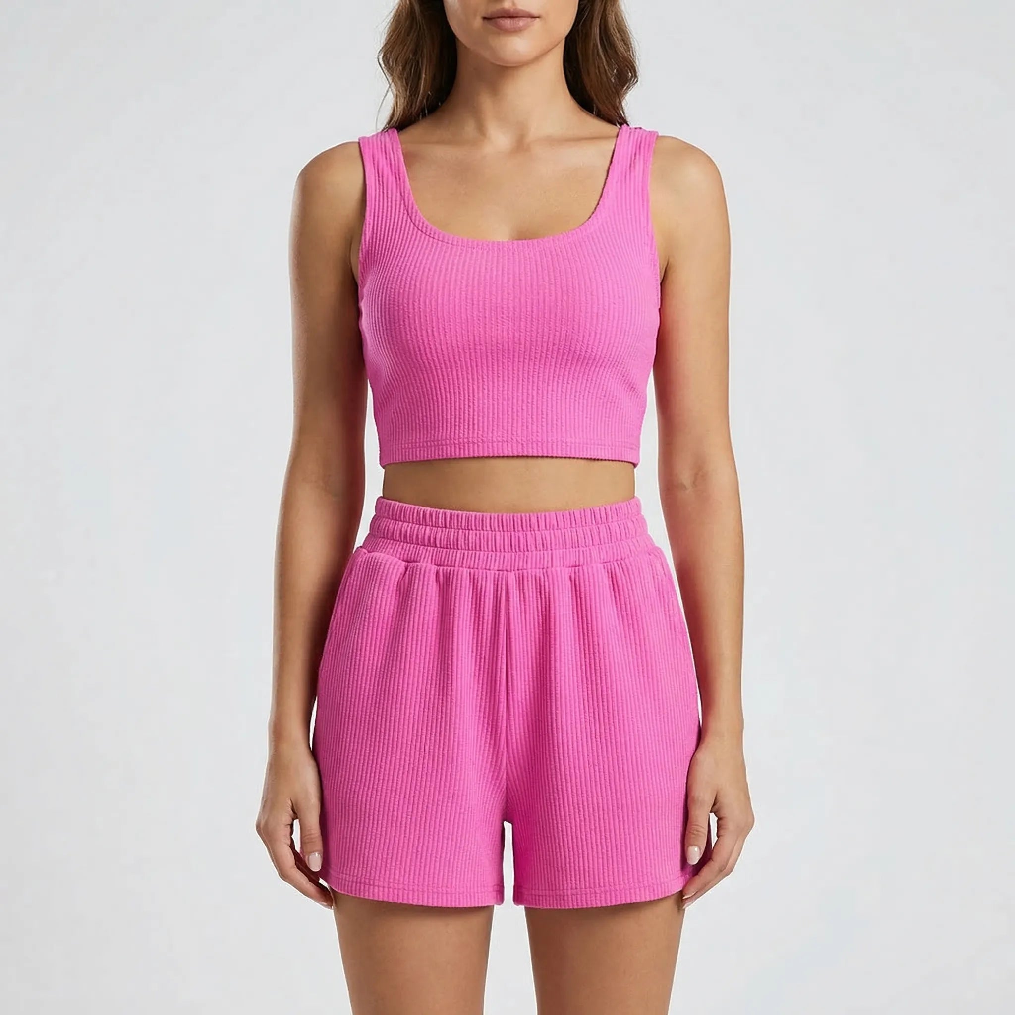 Dwuczęściowy Komplet Top I Szorty - Codzienny Letni Strój 