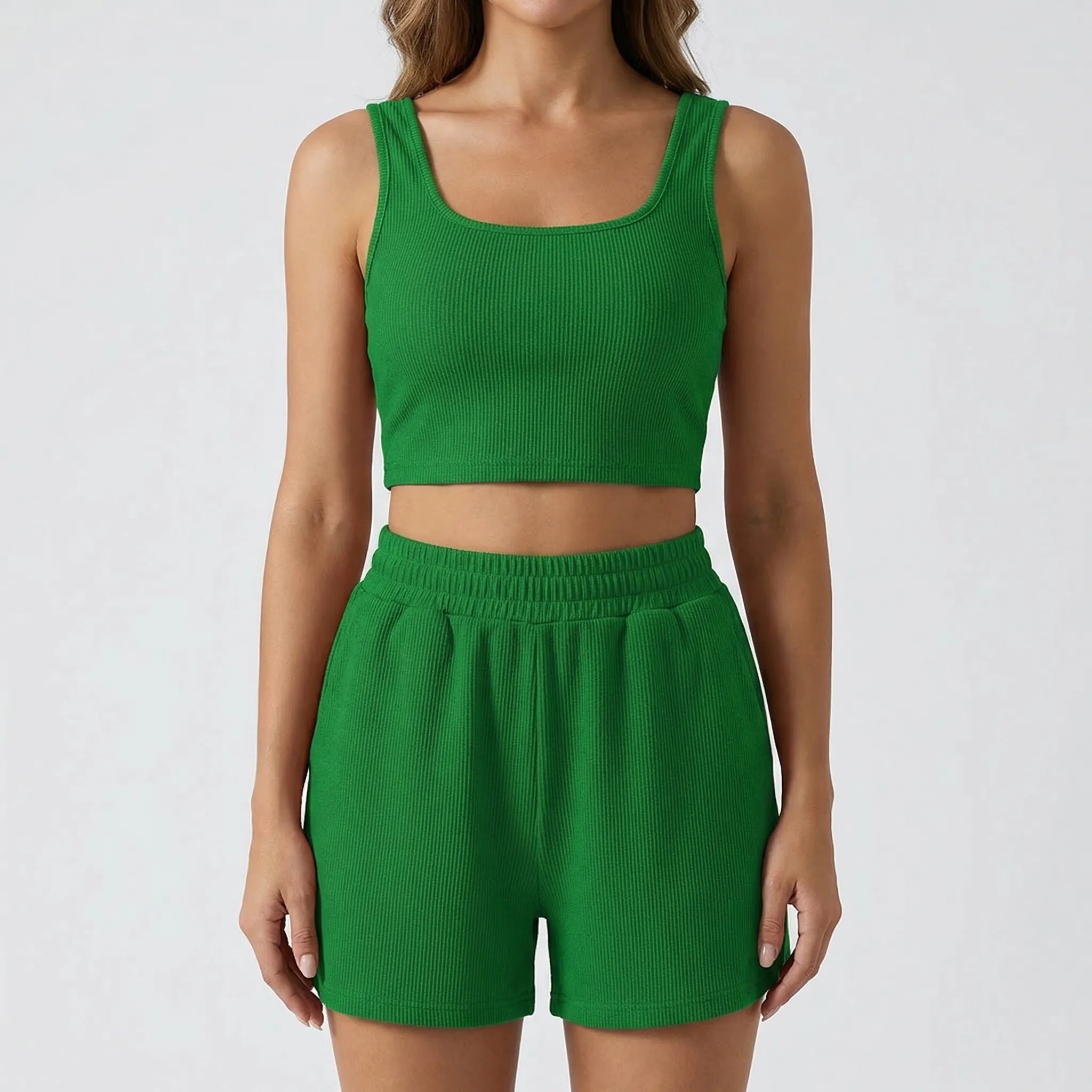 Dwuczęściowy Komplet Top I Szorty - Codzienny Letni Strój 