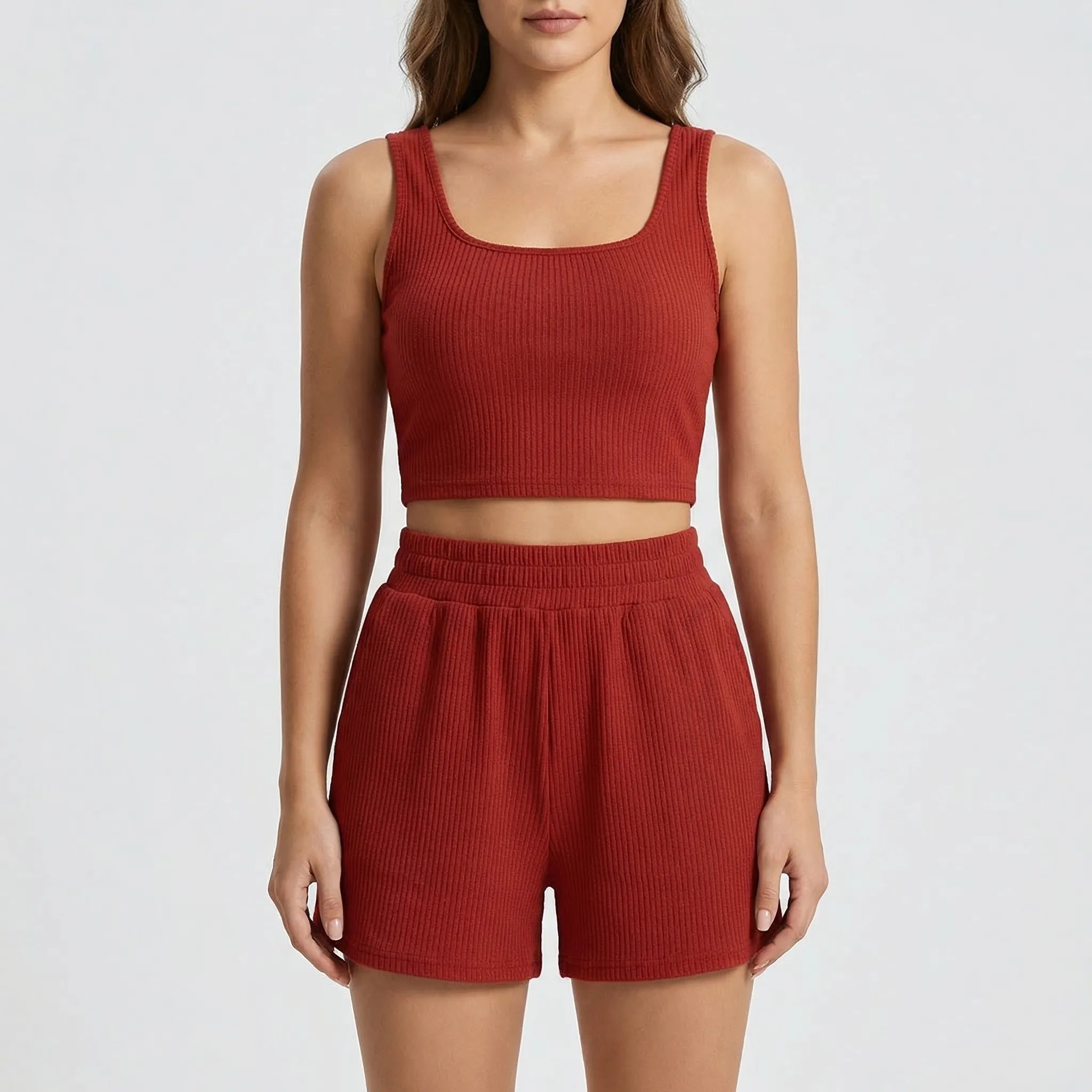 Dwuczęściowy Komplet Top I Szorty - Codzienny Letni Strój 