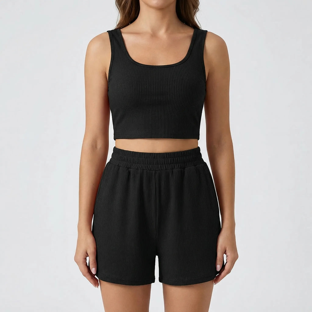 Dwuczęściowy Komplet Top I Szorty - Codzienny Letni Strój 