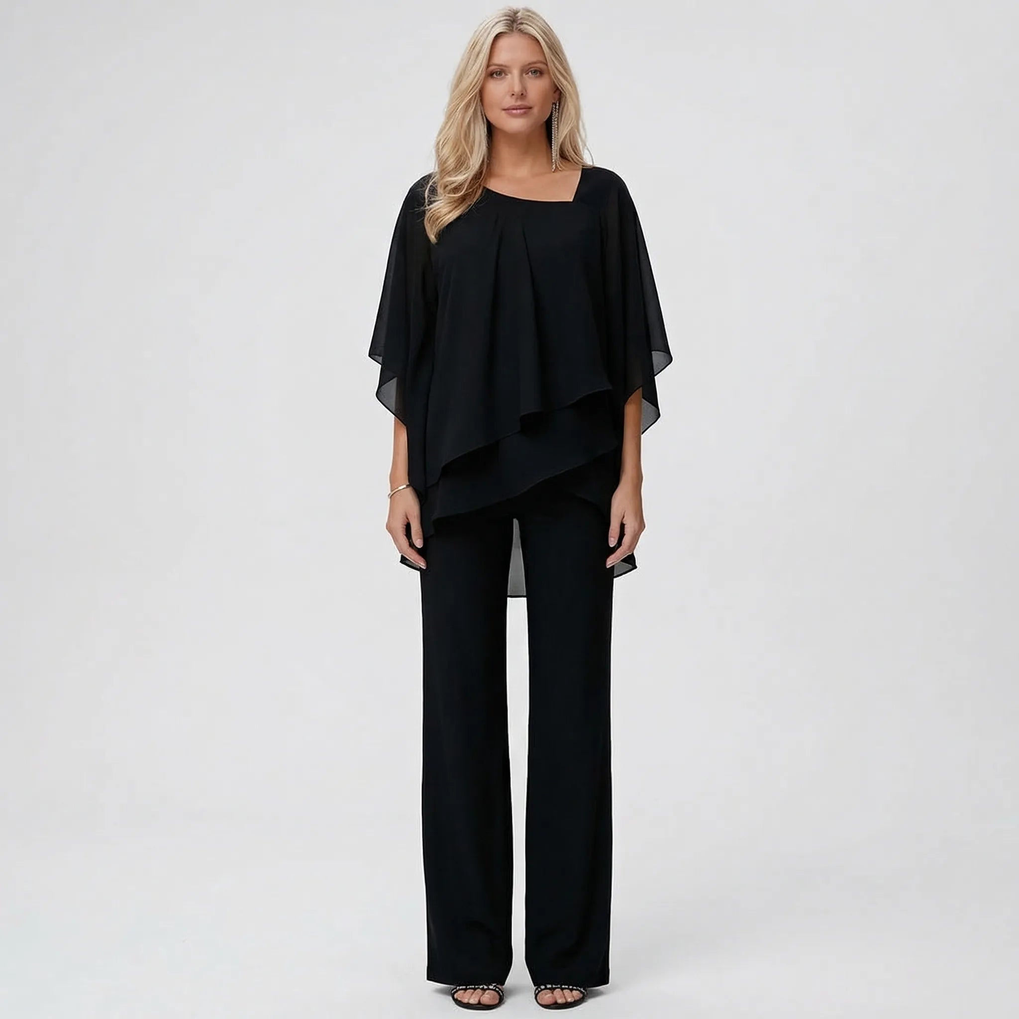 Dwuczęściowy Komplet Z Asymetrycznym Topem - Eleganckie Wieczorowe Wyjścia 