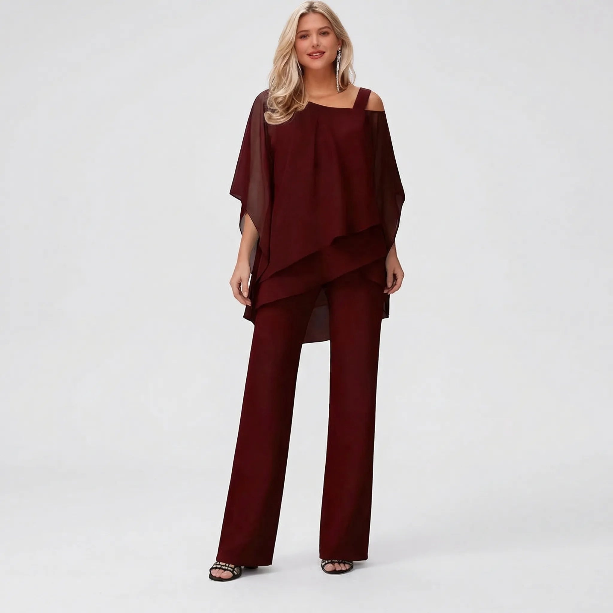 Dwuczęściowy Komplet Z Asymetrycznym Topem - Eleganckie Wieczorowe Wyjścia 