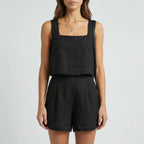 Dwuczęściowy Komplet Z Crop Topem I Szortami - Codzienny Letni Strój 