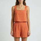 Dwuczęściowy Komplet Z Crop Topem I Szortami - Codzienny Letni Strój 