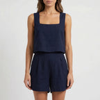 Dwuczęściowy Komplet Z Crop Topem I Szortami - Codzienny Letni Strój 