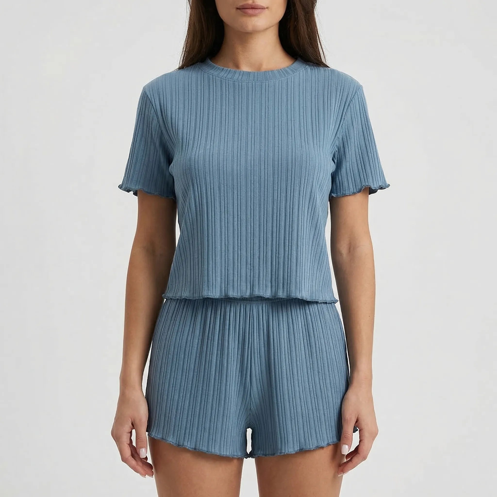 Dwuczęściowy Komplet Z Prążkowaną Teksturą - Relaks W Domu 