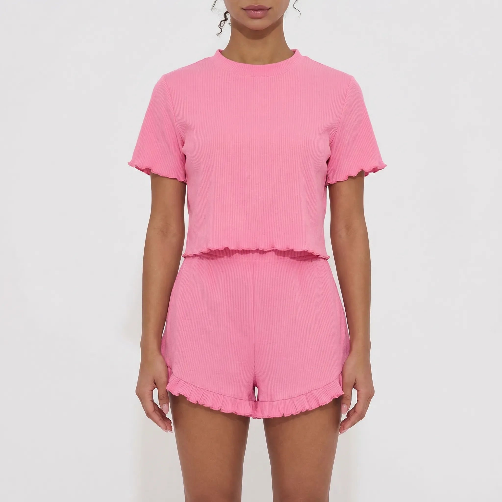 Dwuczęściowy Komplet Z Prążkowaną Teksturą - Relaks W Domu 