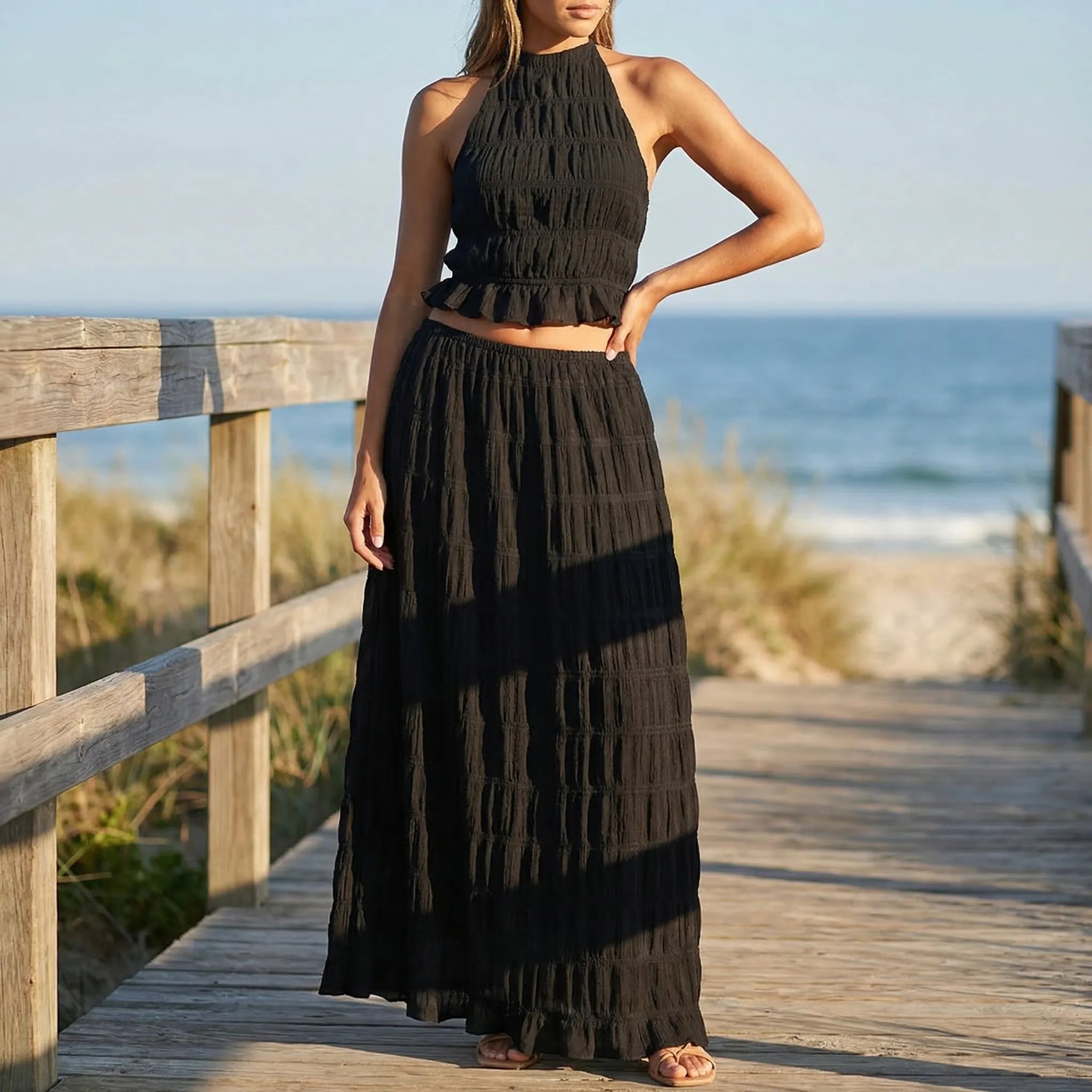 Dwuczęściowy Zestaw Z Długą Spódnicą - Letnie Wyjścia I Spacery 